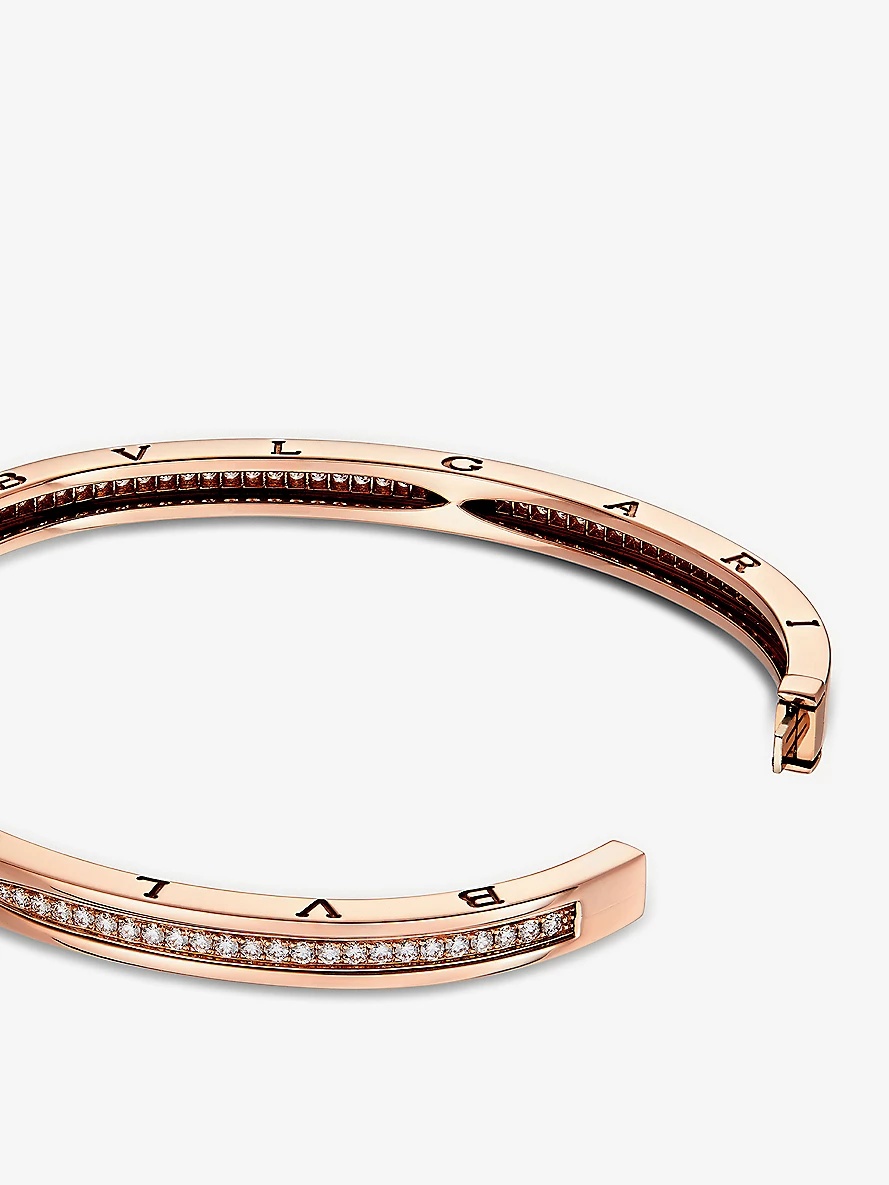 B.zero1 18kt pink-gold and pavé diamond bangle bracelet - 3