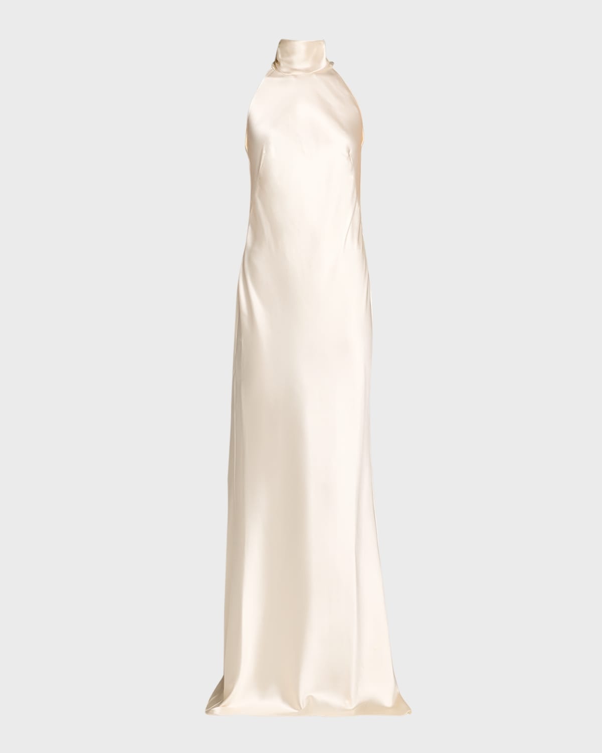 Chilton Stretch Satin Sleeveless Halter Gown - 1