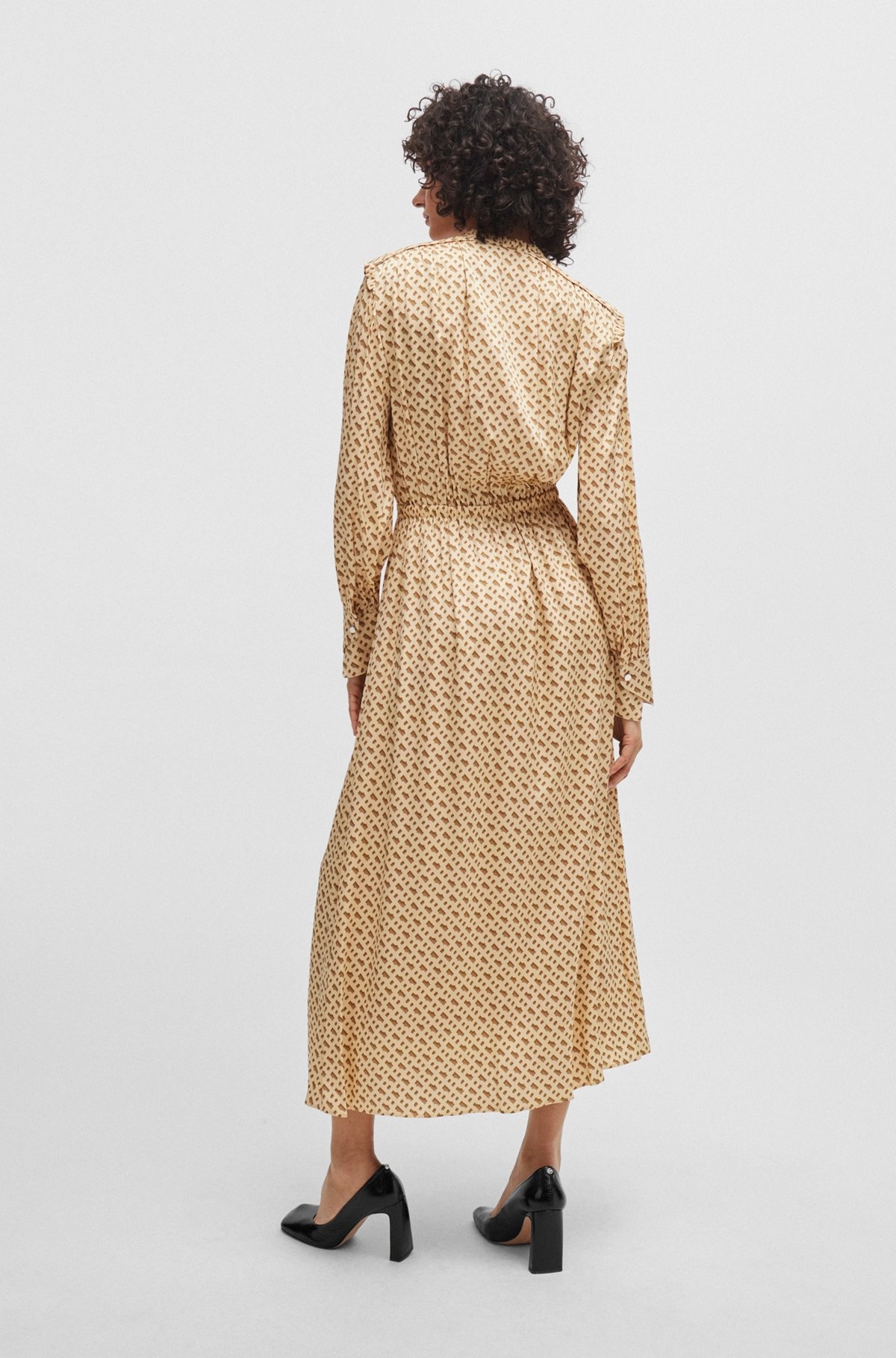 SILK-BLEND DRESS WITH MONOGRAM PRINT - 4