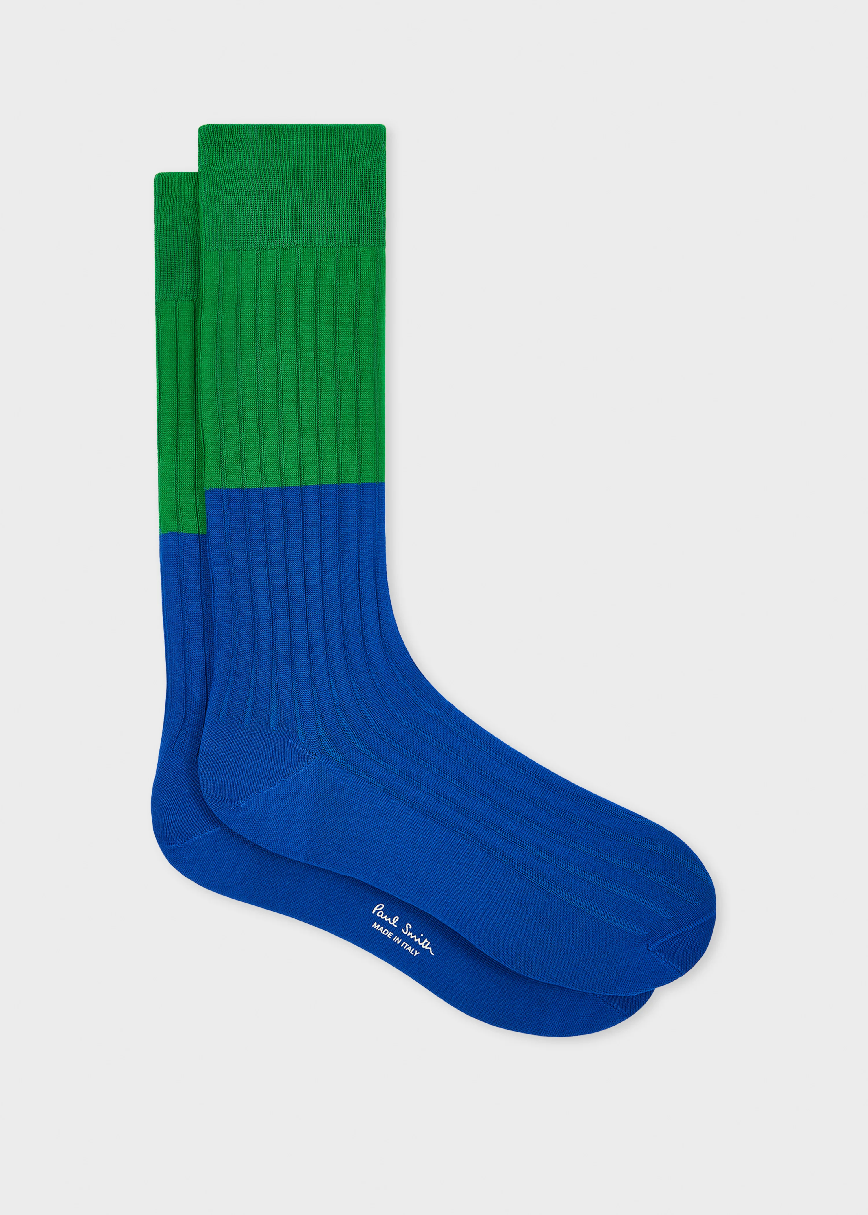 Blue Ribbed Colour Block Socks - 1
