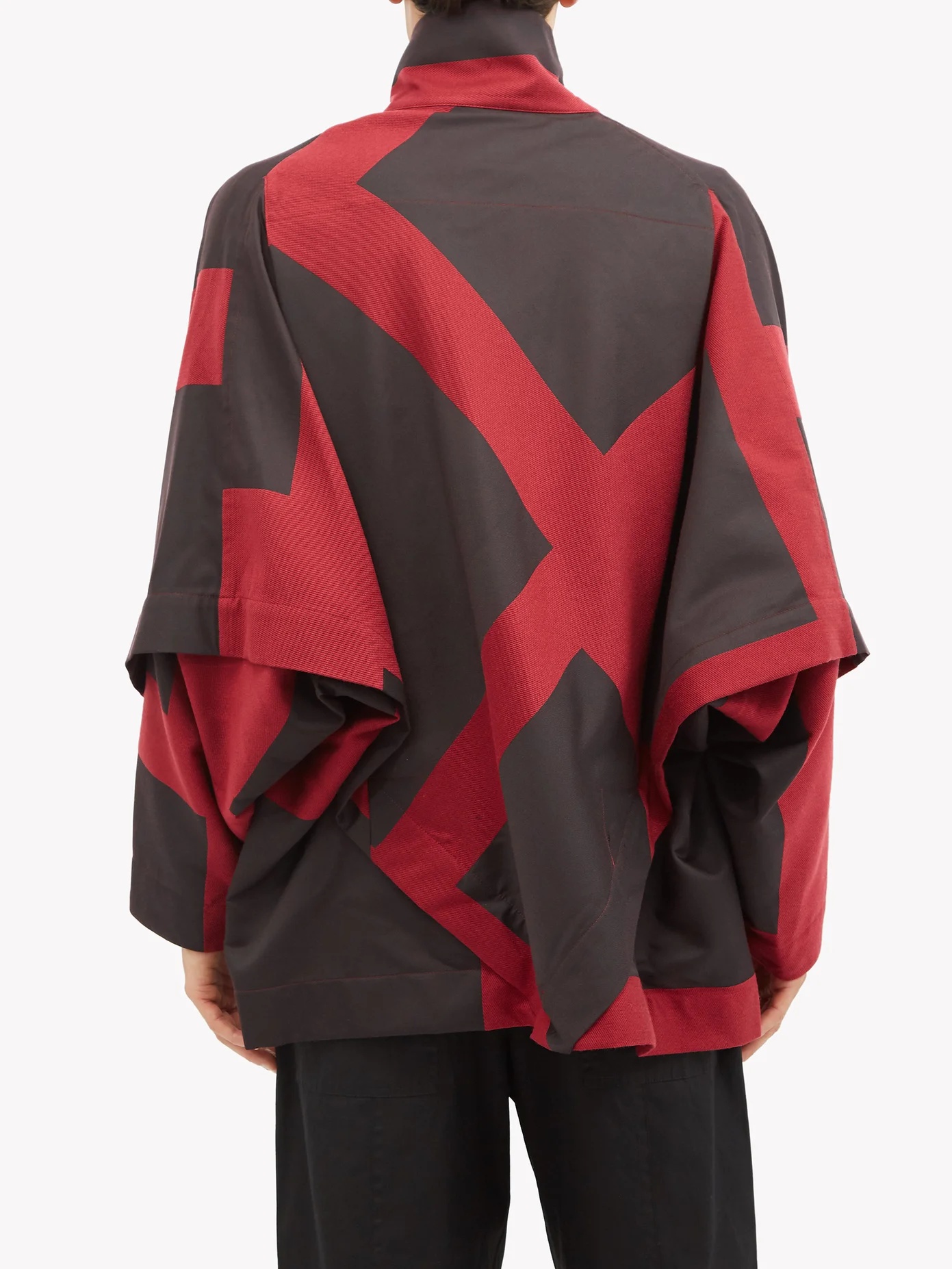 Geometric-panel twill overcoat - 5