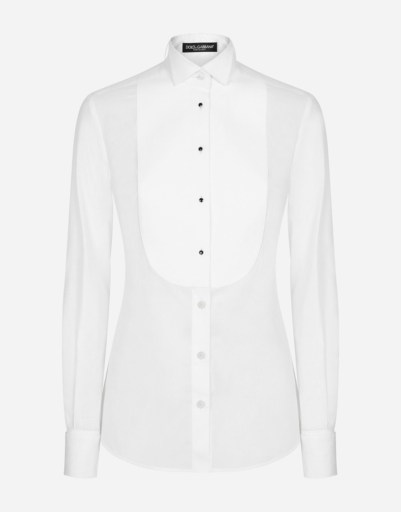 Cotton poplin shirt with piqué shirt front 1
