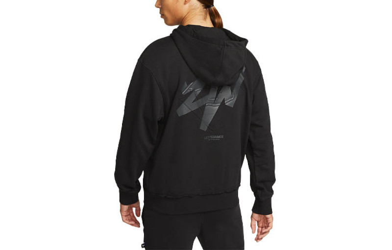 Jordan Men's Air Jordan Zion Alphabet Printing Retro Hooded Zipper Jacket Black DJ5870-010 outlook