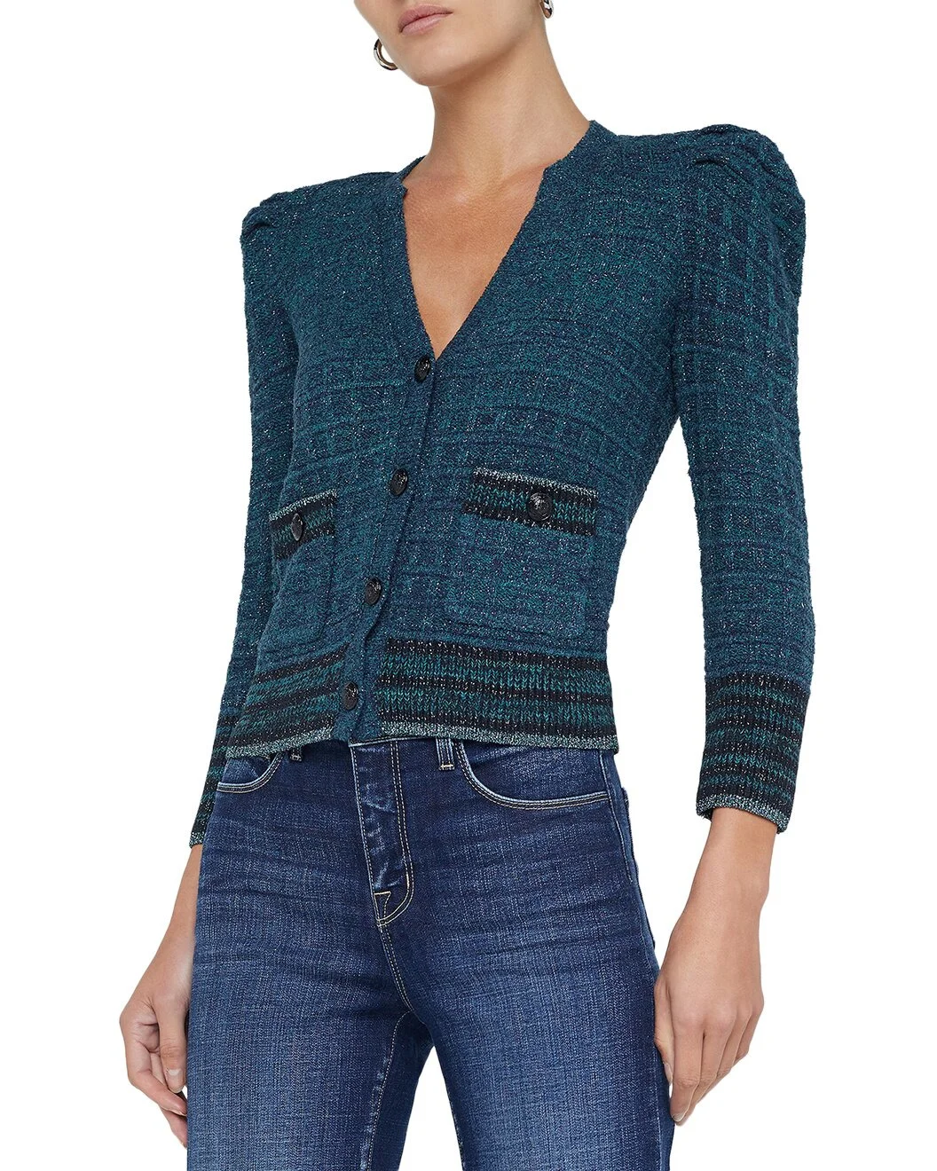 L'AGENCE Jenni Waffle Stitch Cardigan - 1