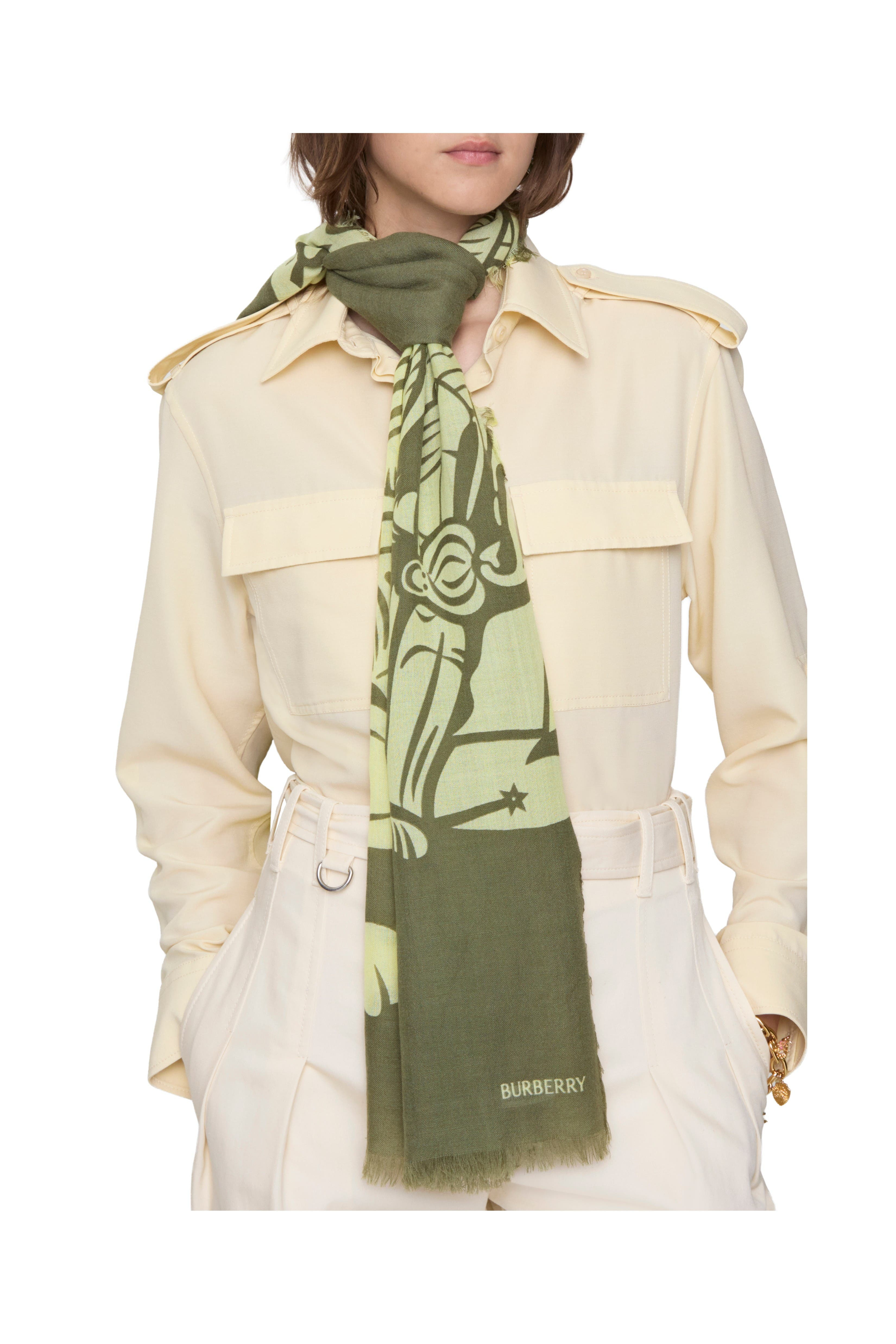 burberry Wide EKD Wool Scarf in Pea at Nordstrom - 2