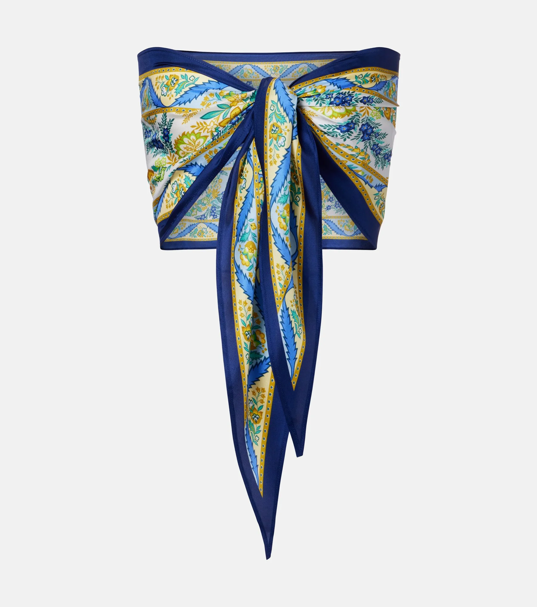 Printed silk bandeau top - 1