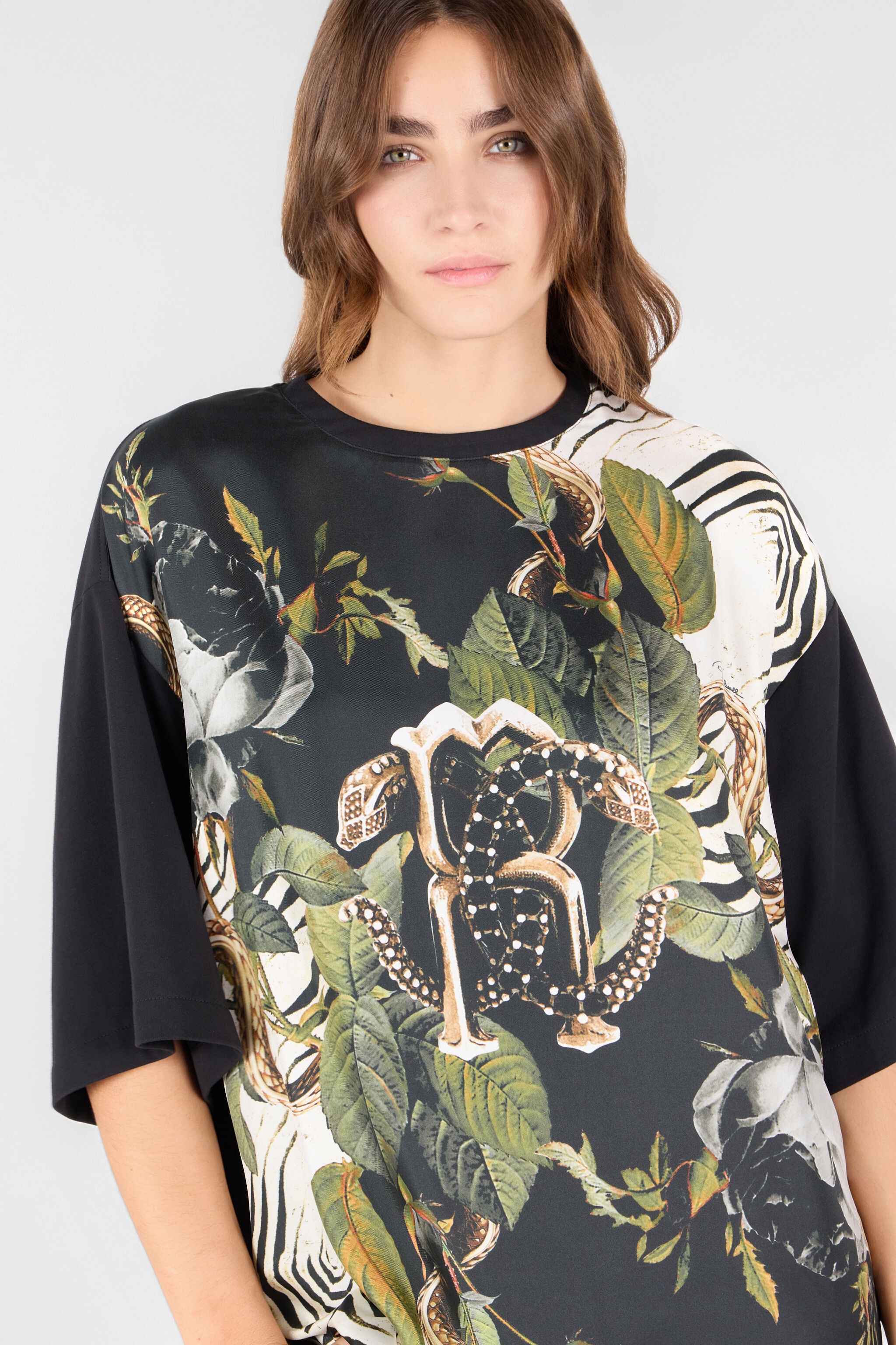T-Shirt With Mirror Snake Monogram And Jungle Print - 6