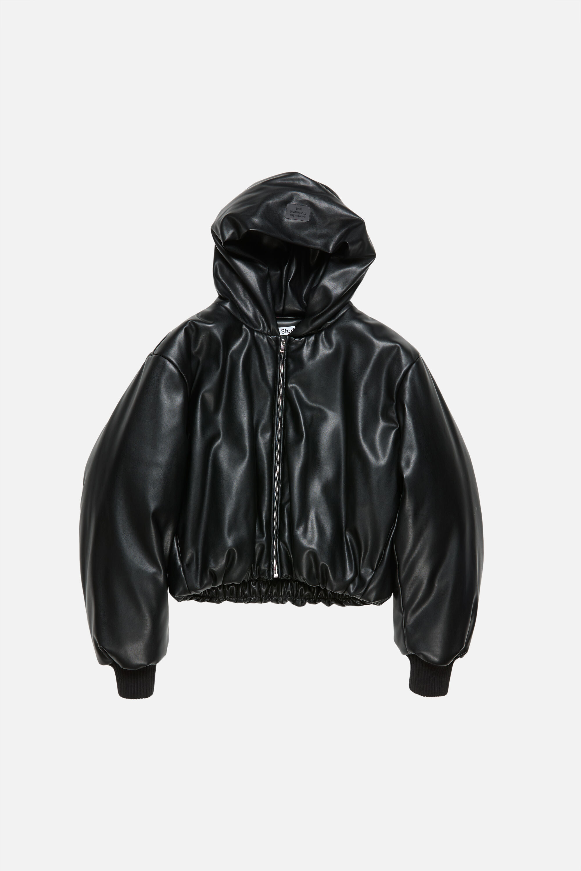 Hooded faux leather jacket - Black - 6