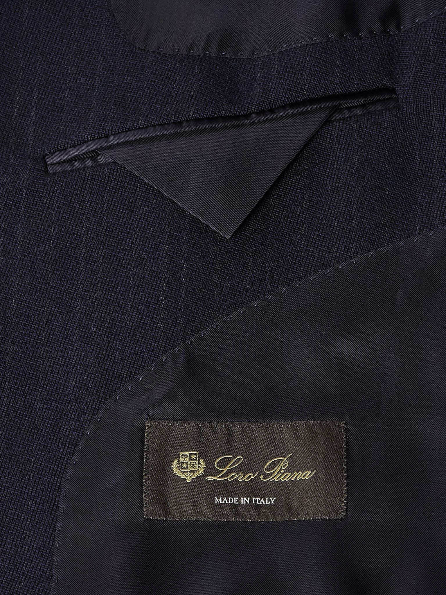International Pinstriped Virgin Wool Suit Navy - 6