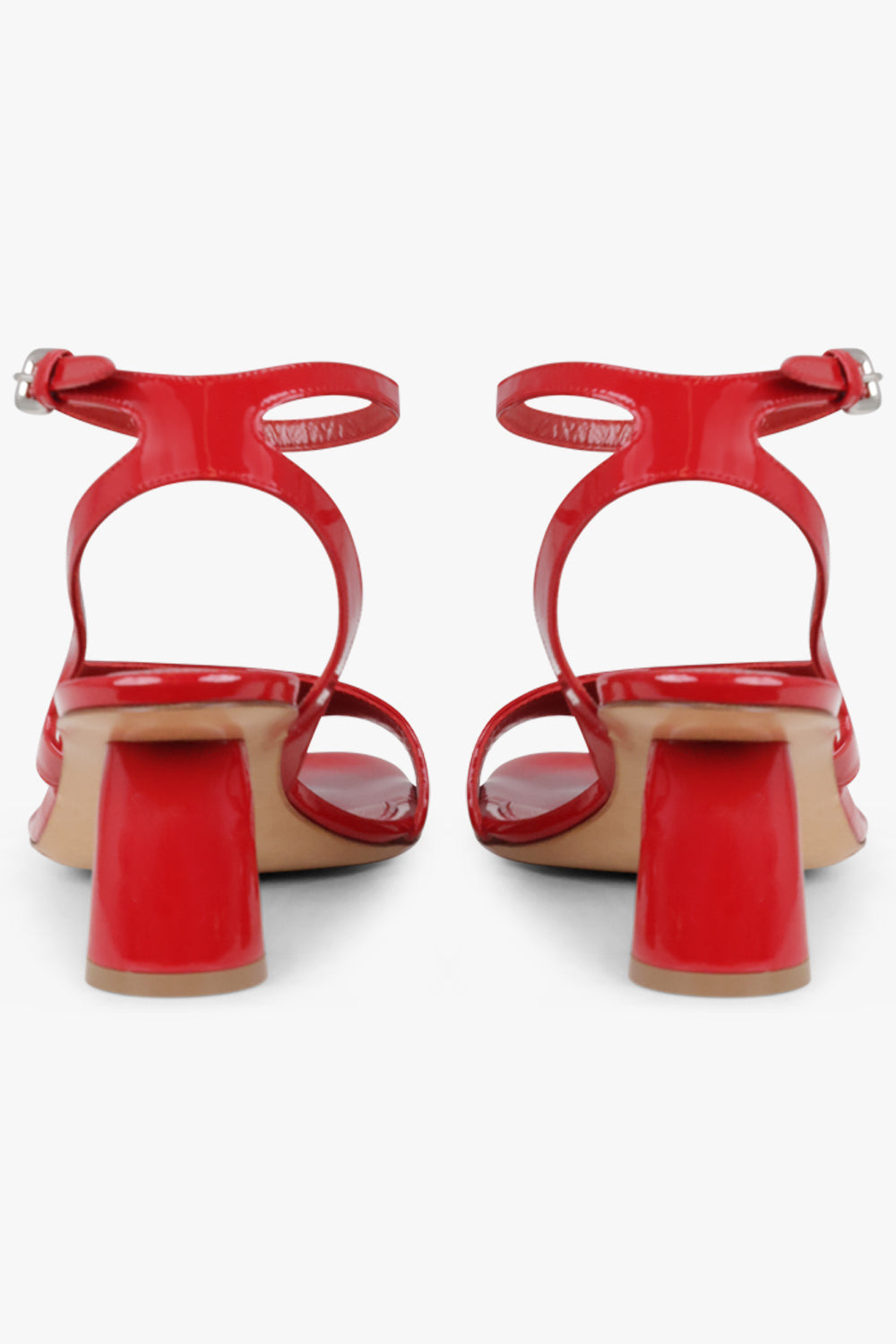 ANKLE WRAP CUT OUT PATENT CURVED 75MM HEEL | RED - 4