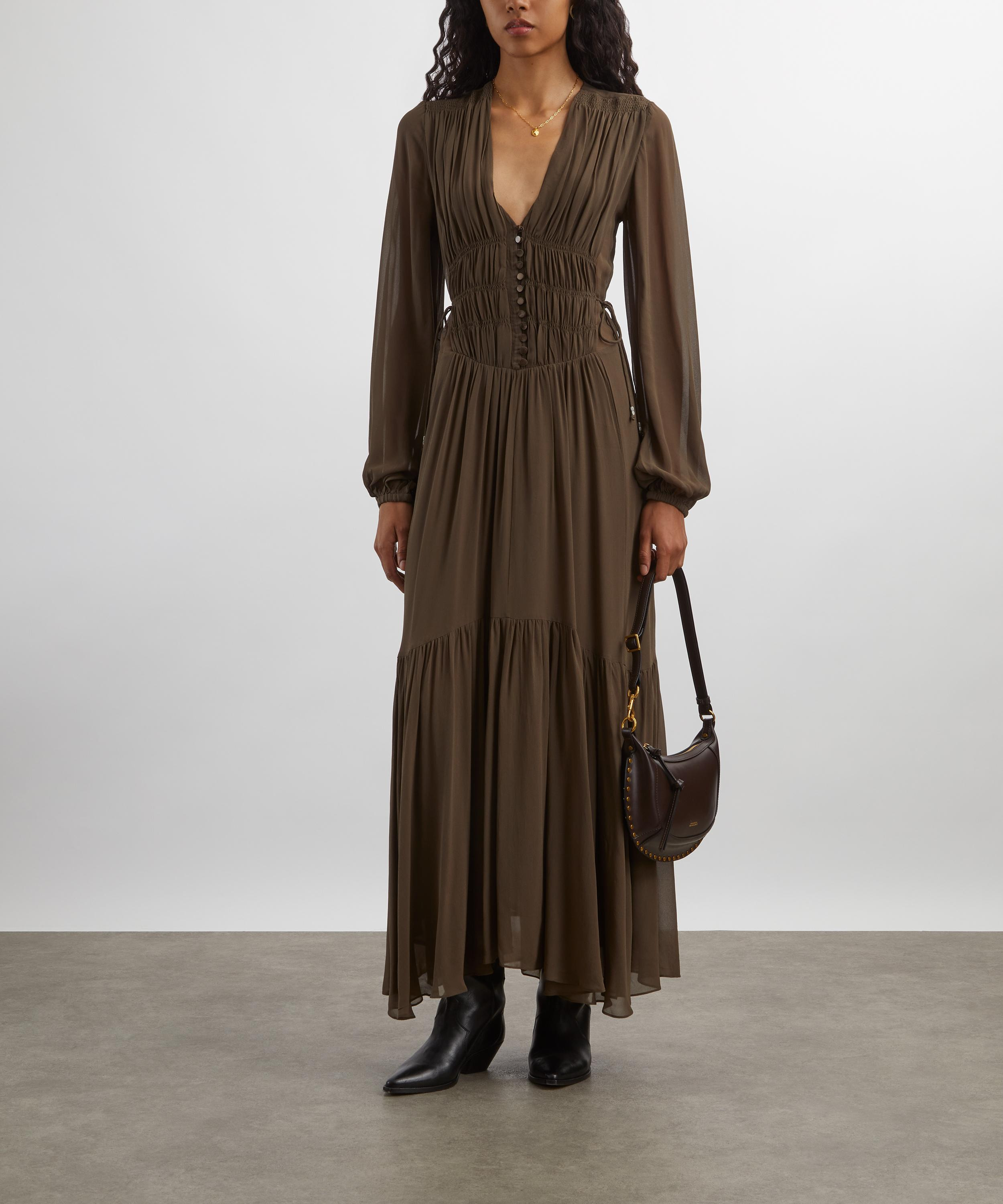 Brianne Khaki Georgette Maxi Dress - 2