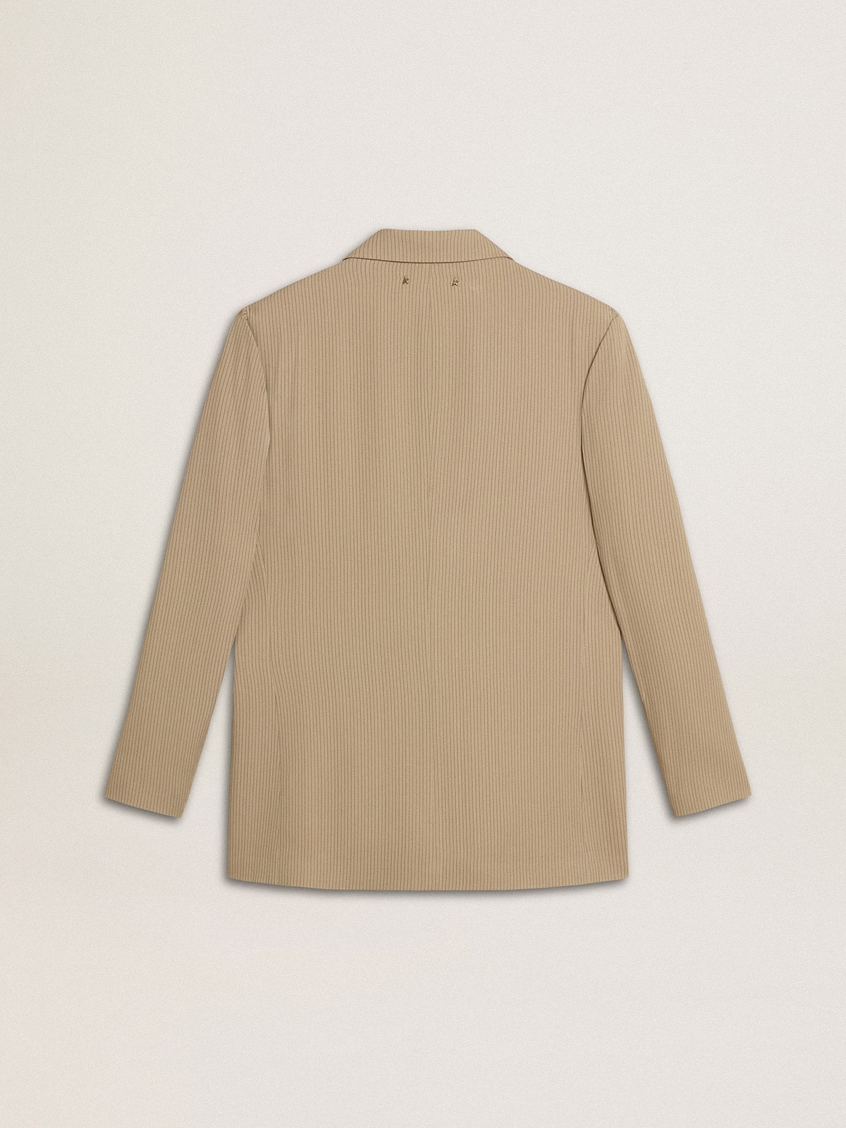 Women's beige pinstripe single-breasted jacket with an oversized fit - 7