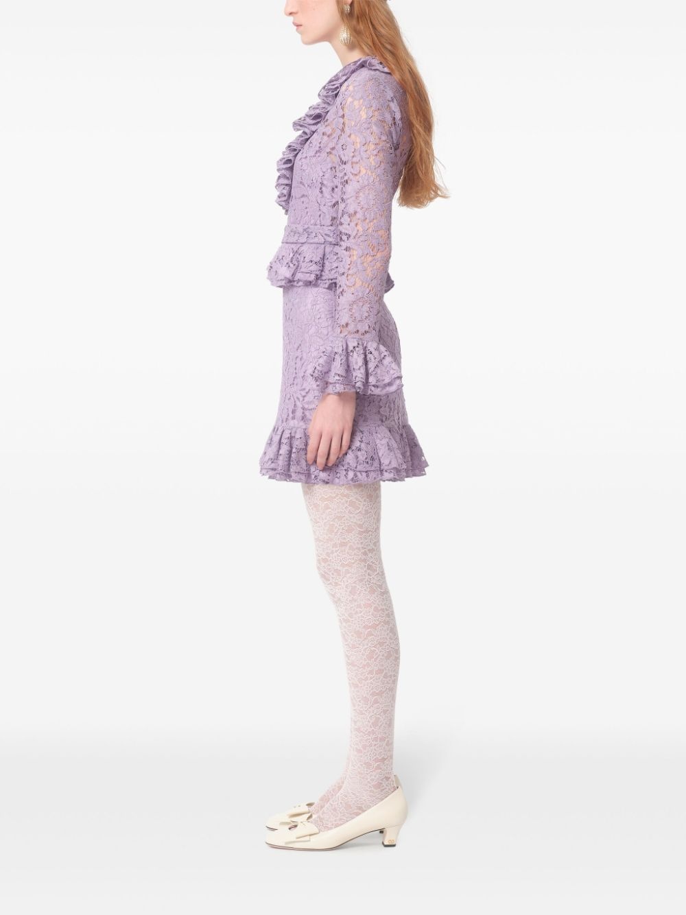 floral-lace mini dress - 4