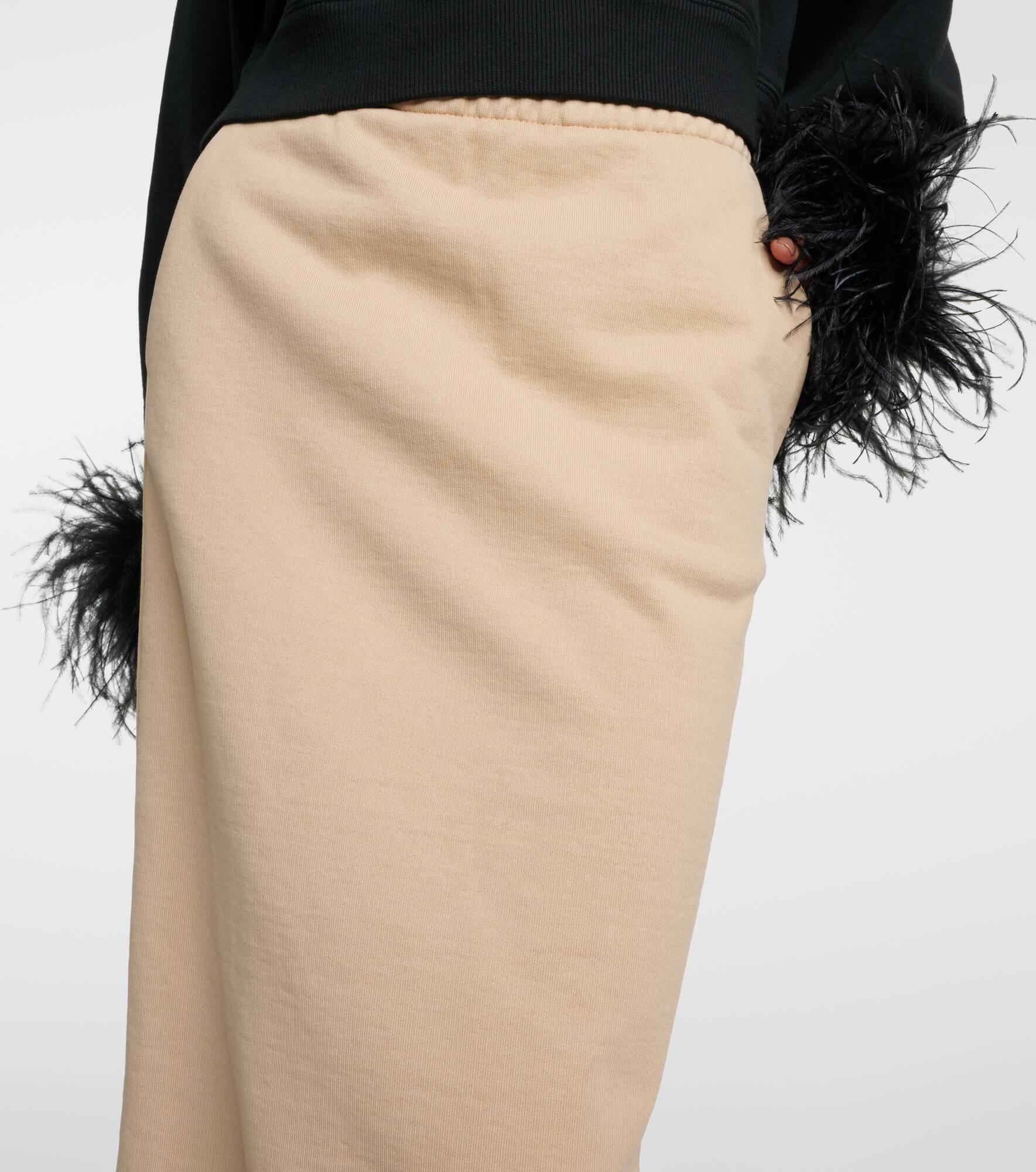 Feather-trimmed cotton midi skirt - 4