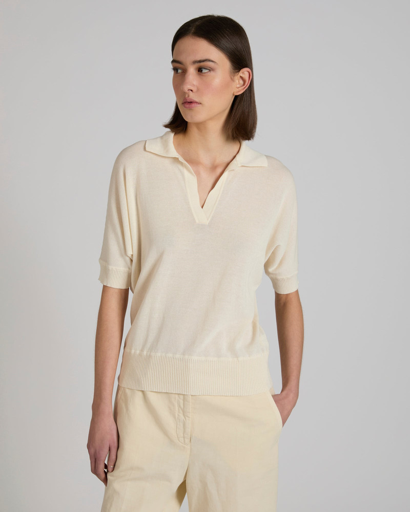 SLOWEAR Regular fit cotton crêpe polo shirt outlook