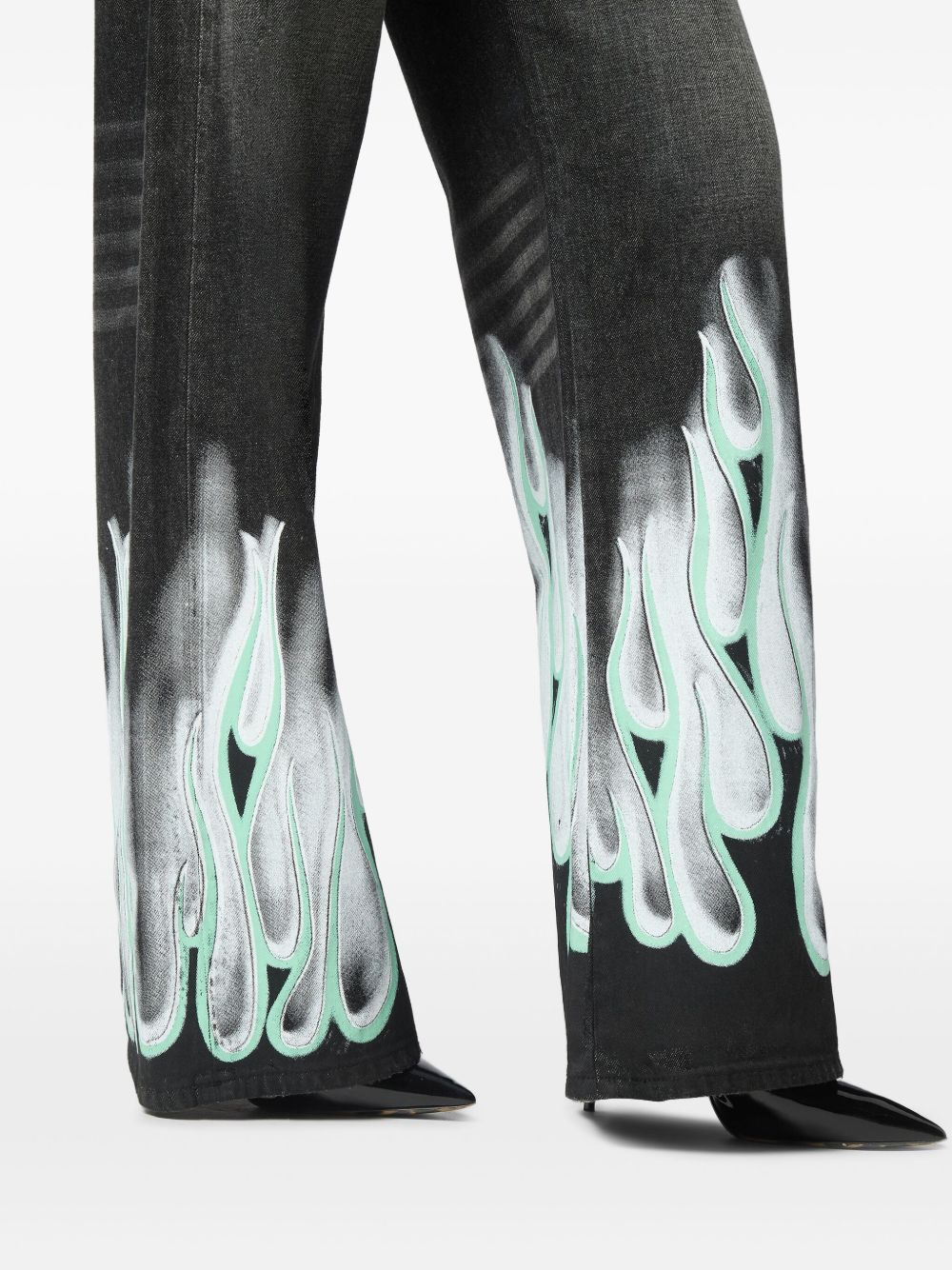 flame-print jeans - 5