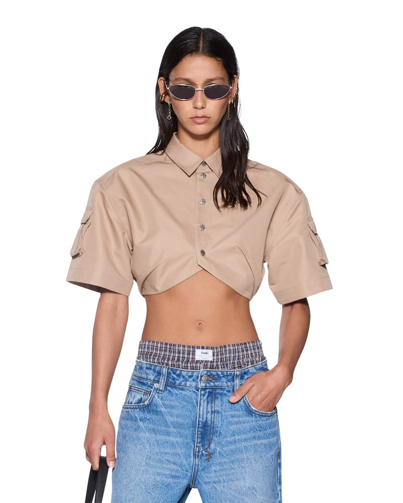 BARKER CROP SS SHIRT TAN 1
