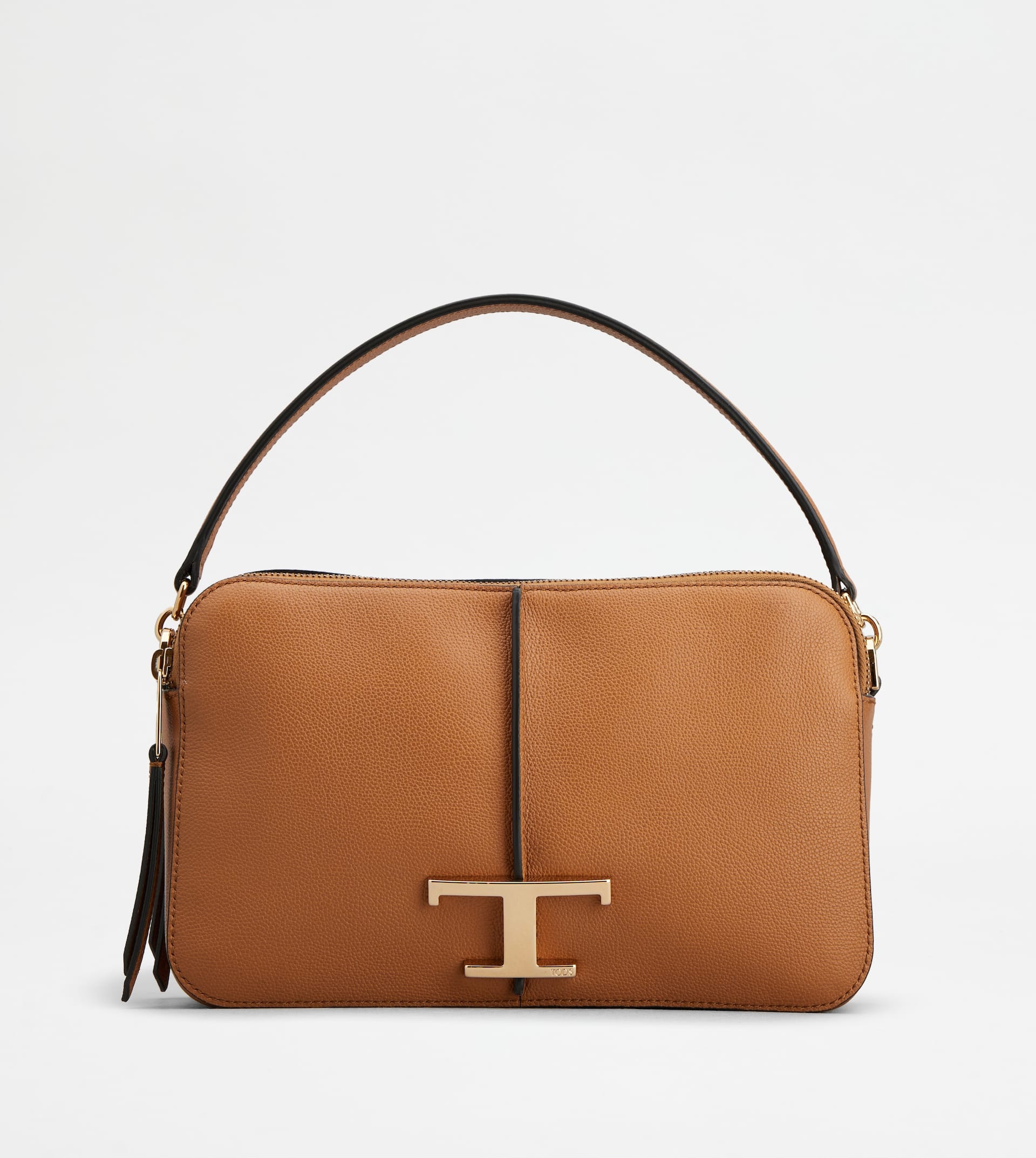 T TIMELESS CAMERA BAG IN LEATHER SMALL - BROWN - 1