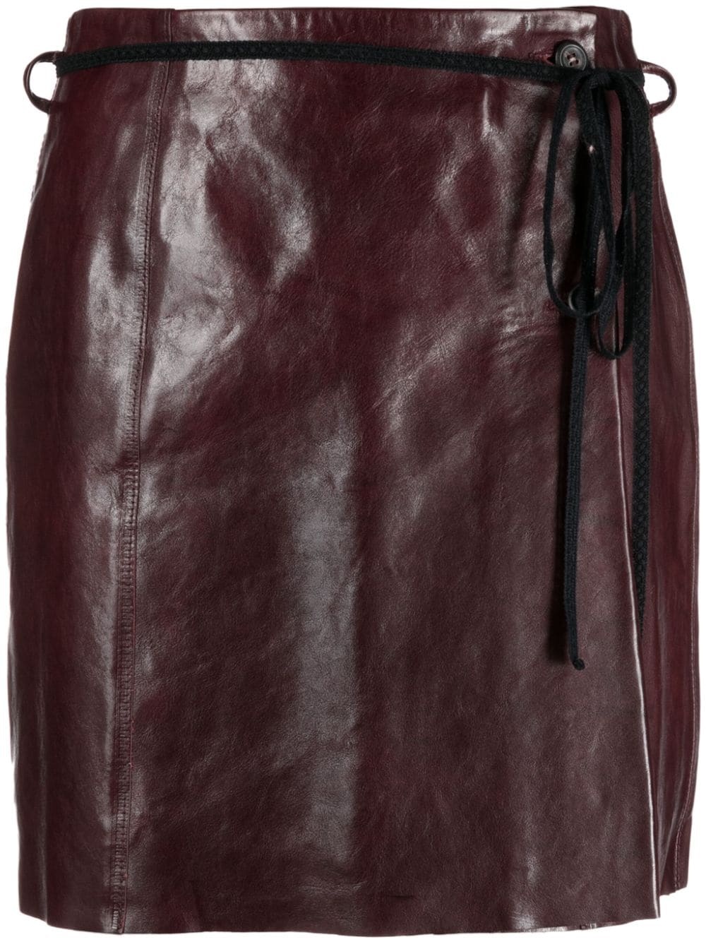wrap leather miniskirt - 1
