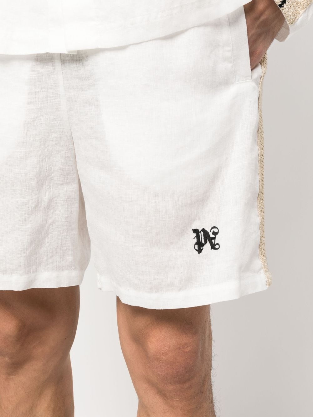 PA Monogram-print linen track shorts - 5