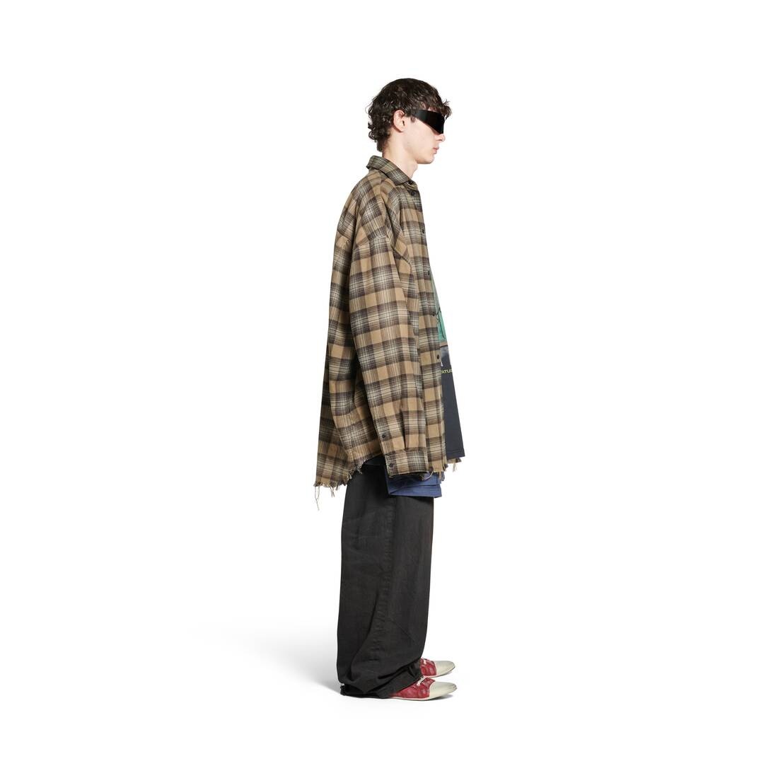 Men's Paris Liberty Layered Shirt Oversized in Dark Green - 3