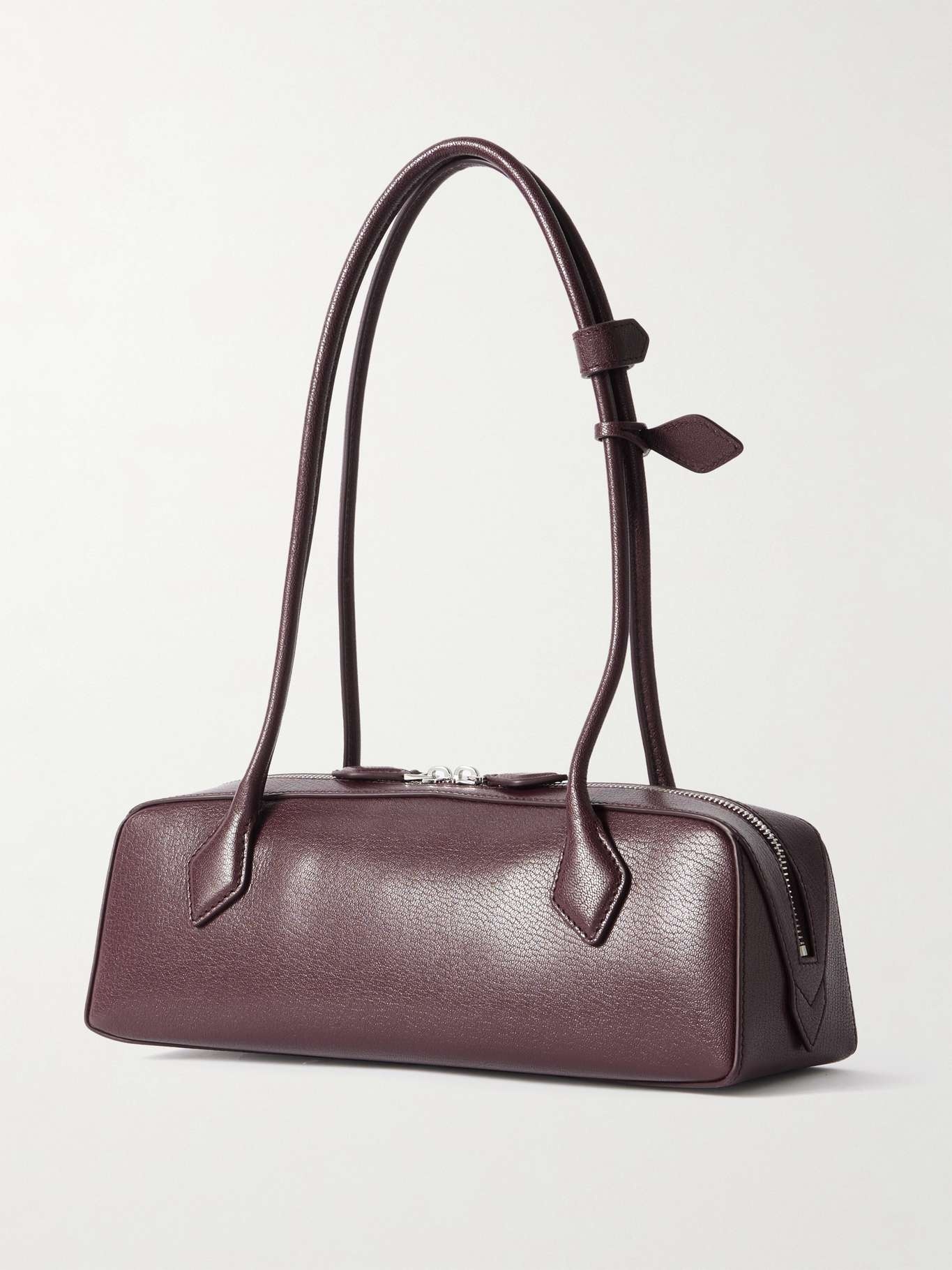 Le Teckel textured-leather shoulder bag Burgundy - 3