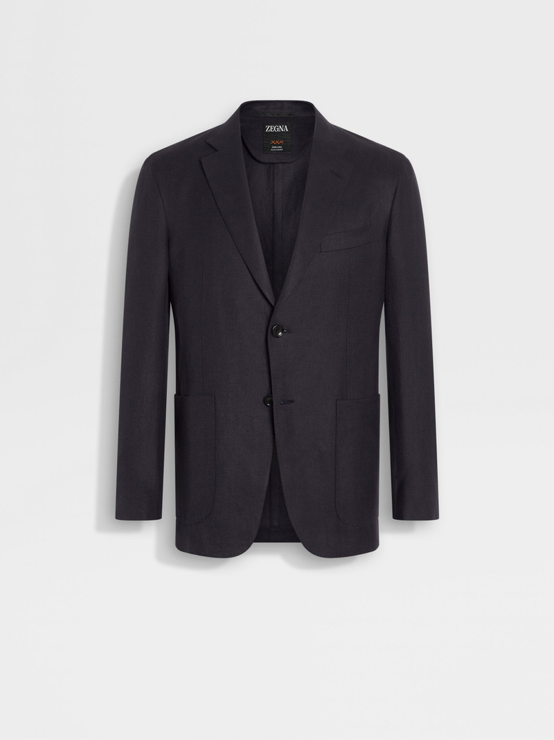 NAVY BLUE OASI LINO BLUE FLOWER JACKET 1