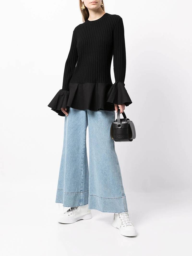 JW Anderson ribbed-knit ruffle-hem top outlook
