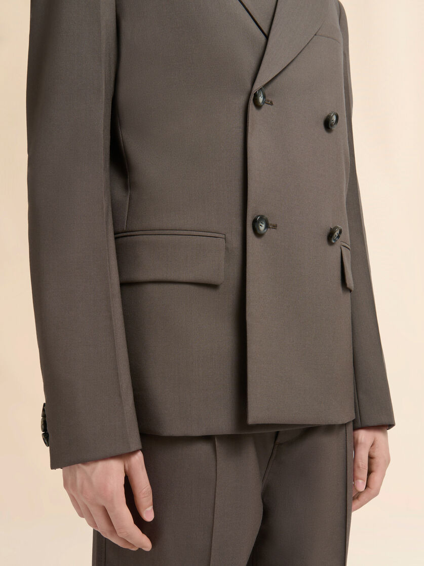 GRAY DOUBLE-BREASTED WOOL BLAZER WITH MARNI MENDING - 5
