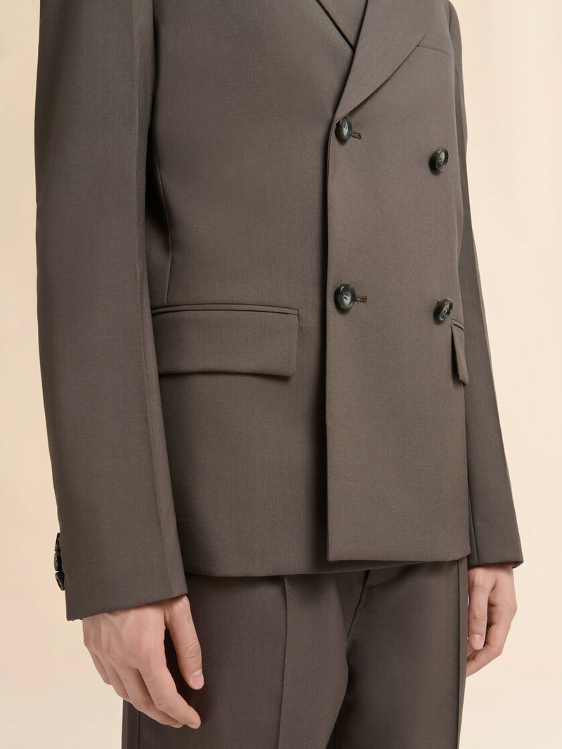 GRAY DOUBLE-BREASTED WOOL BLAZER WITH MARNI MENDING 5