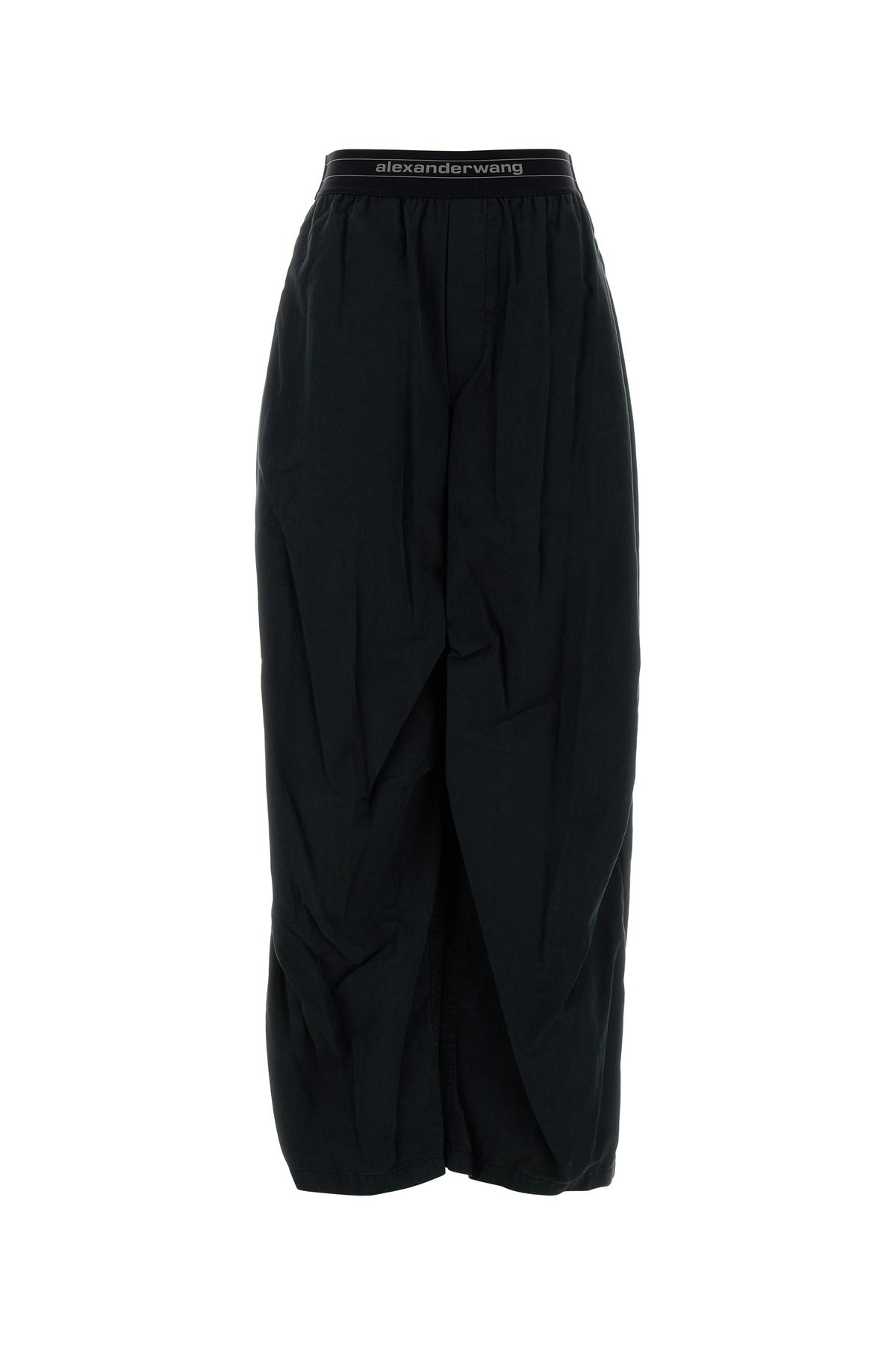 Black cotton blend wide-leg pant - 1