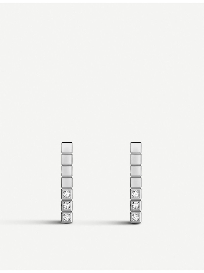 Ice Cube Pure 18ct white-gold and diamond earrings 1