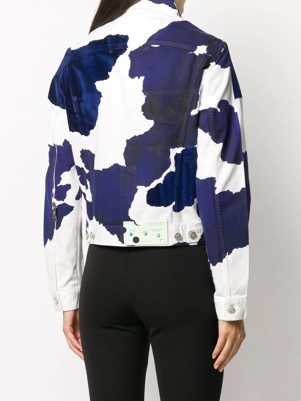 cow print denim jacket - 4