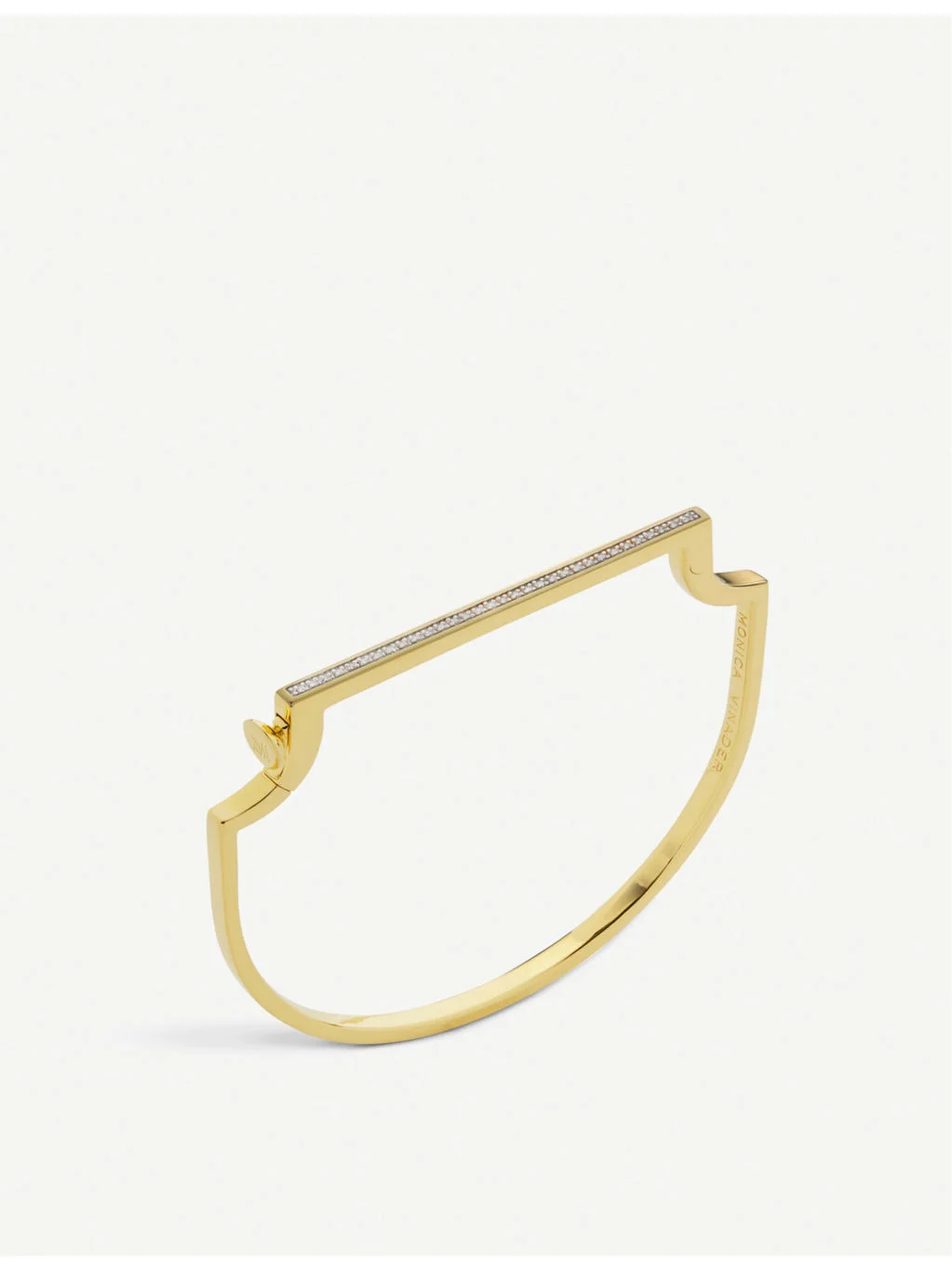 Signature skinny 18ct yellow gold-plated vermeil and 0.35ct white-diamond bangle bracelet - 1