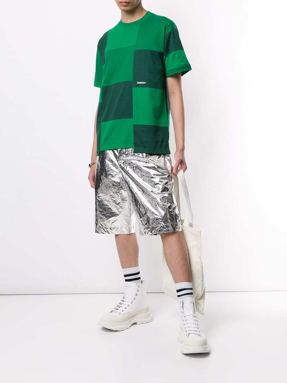 patchwork short-sleeve T-shirt - 2