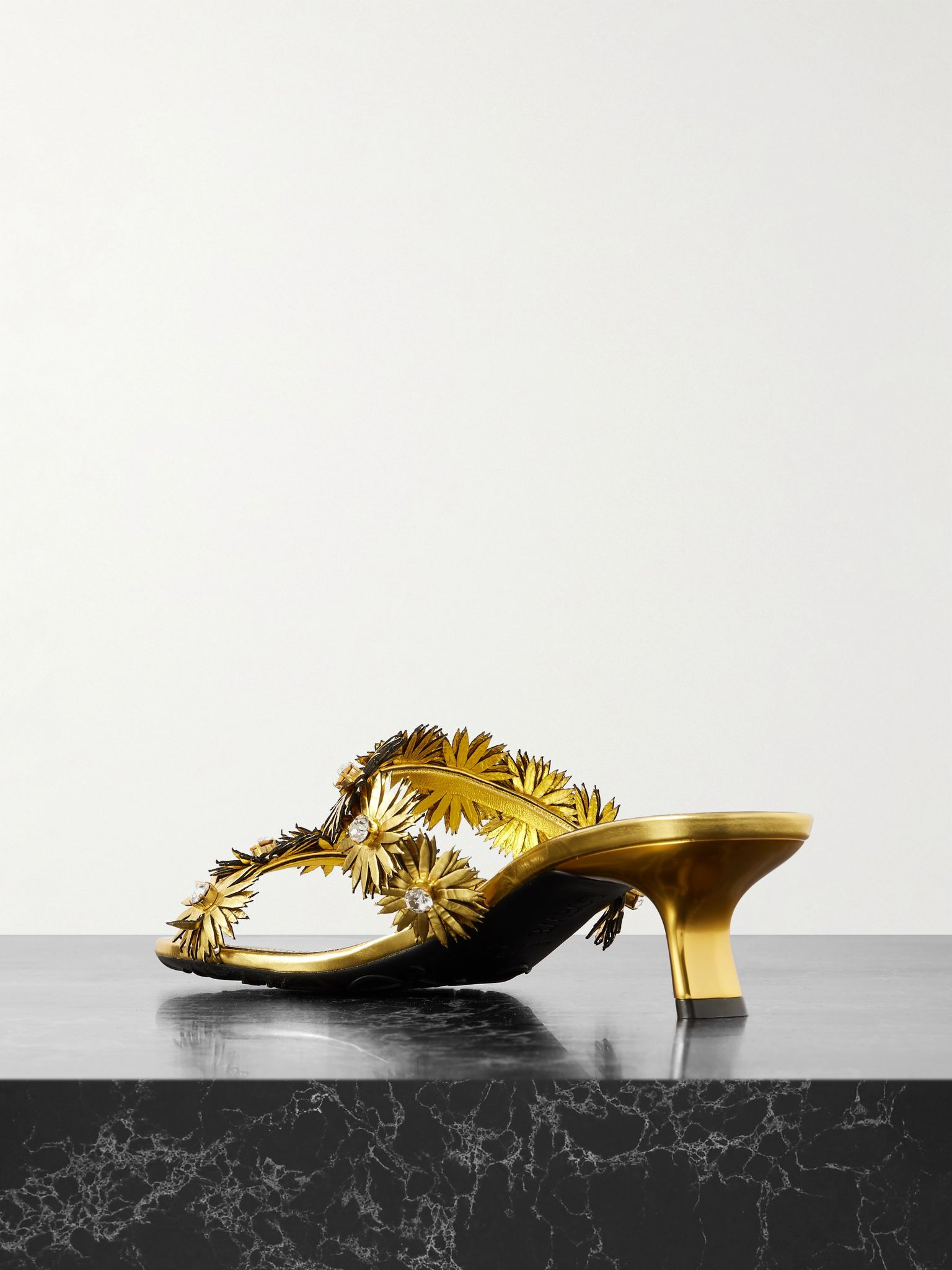 + Paula's Ibiza crystal-embellished metallic leather sandals Gold - 3