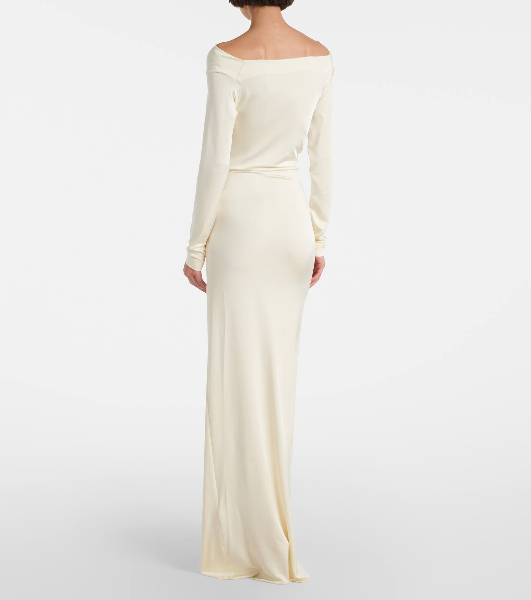 Draped off-shoulder jersey gown - 3