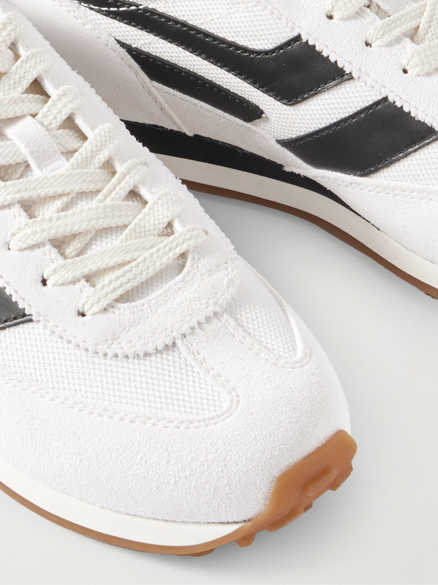 Mick Leather-Trimmed Suede and Mesh Sneakers White - 5