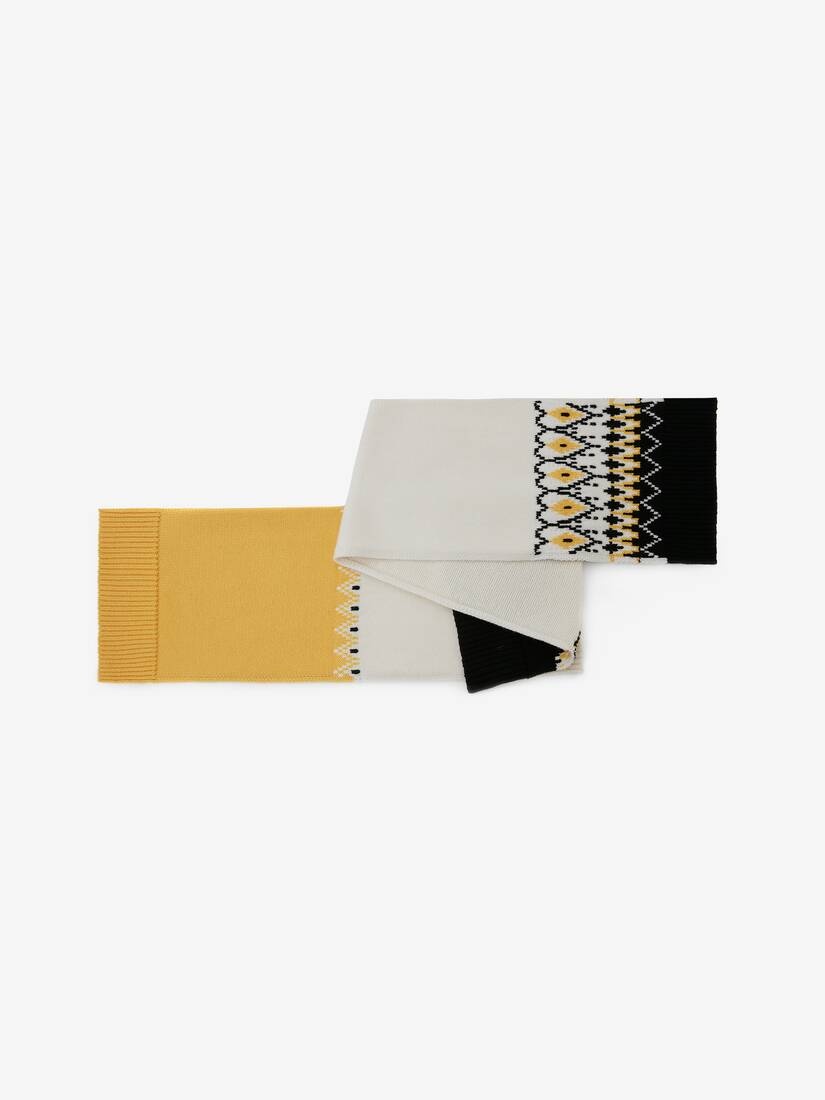 Fair Isle Asymmetric Patch Scarf in Sun/black - 2