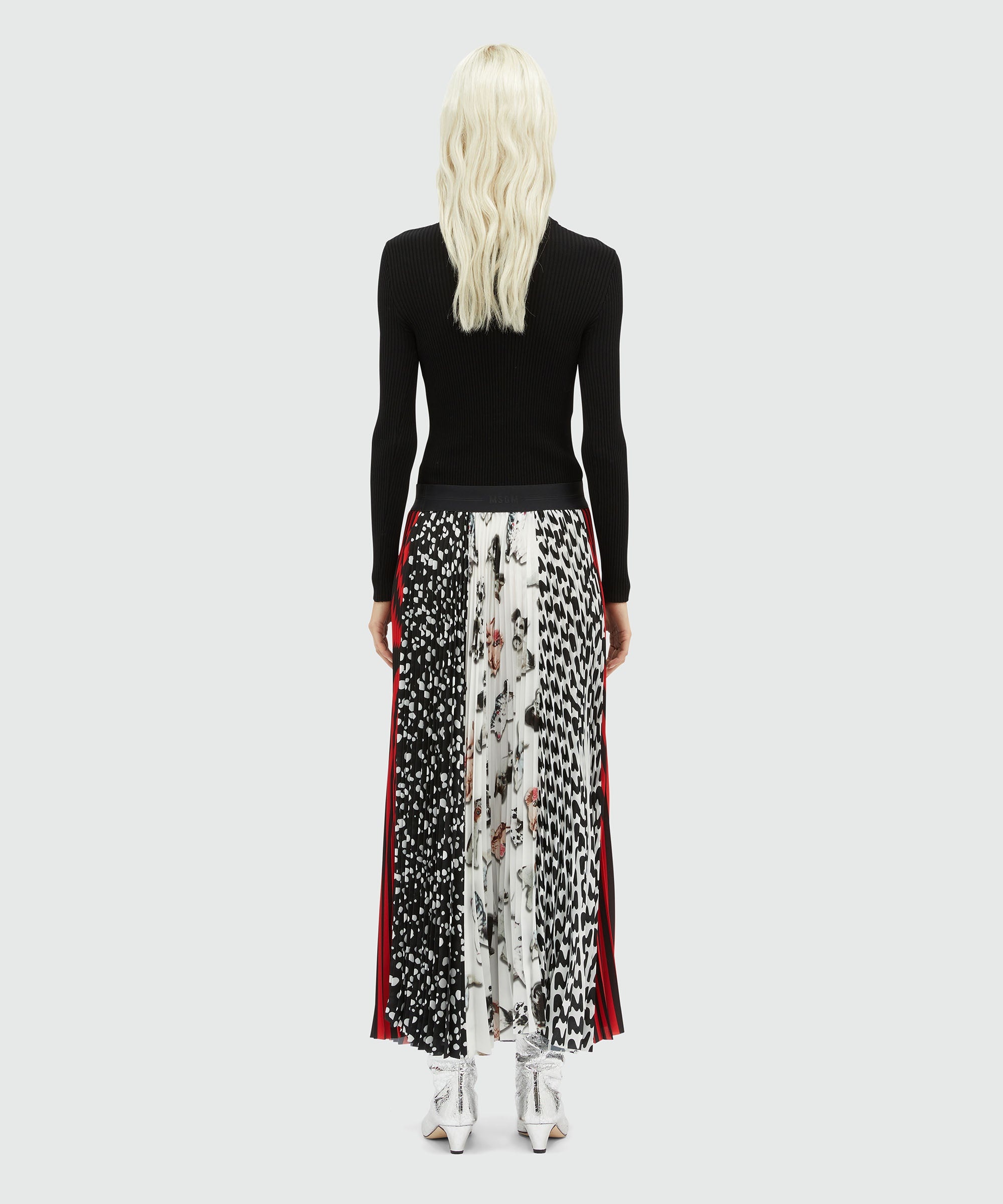 Mixed pattern pleated skirt - 3
