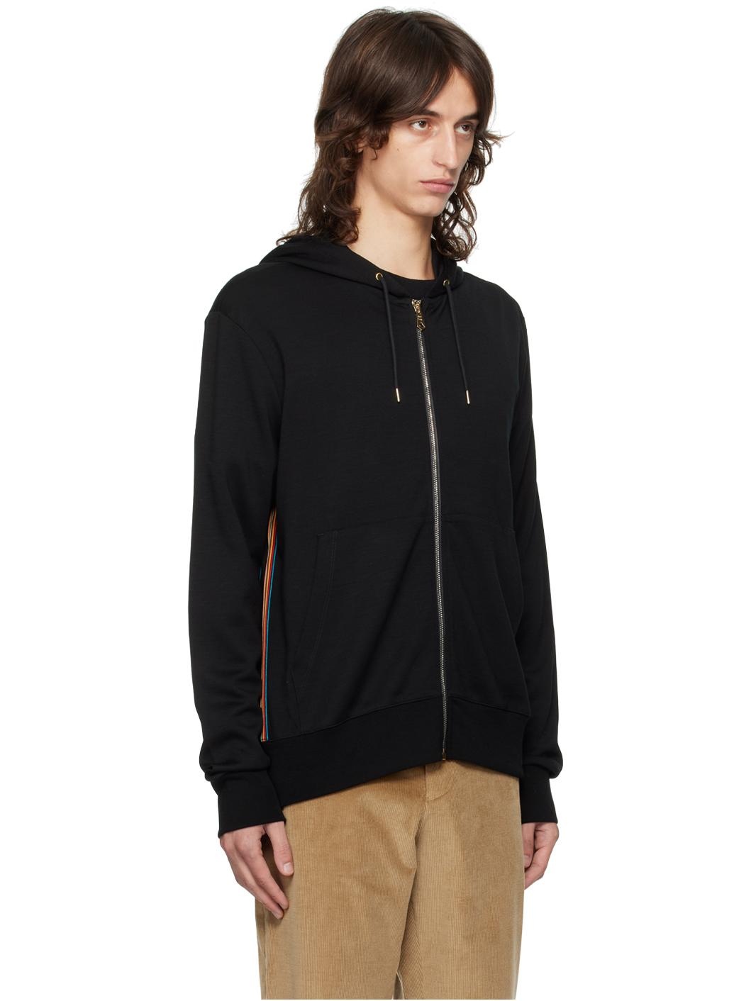 Black Signature Stripe Hoodie - 2