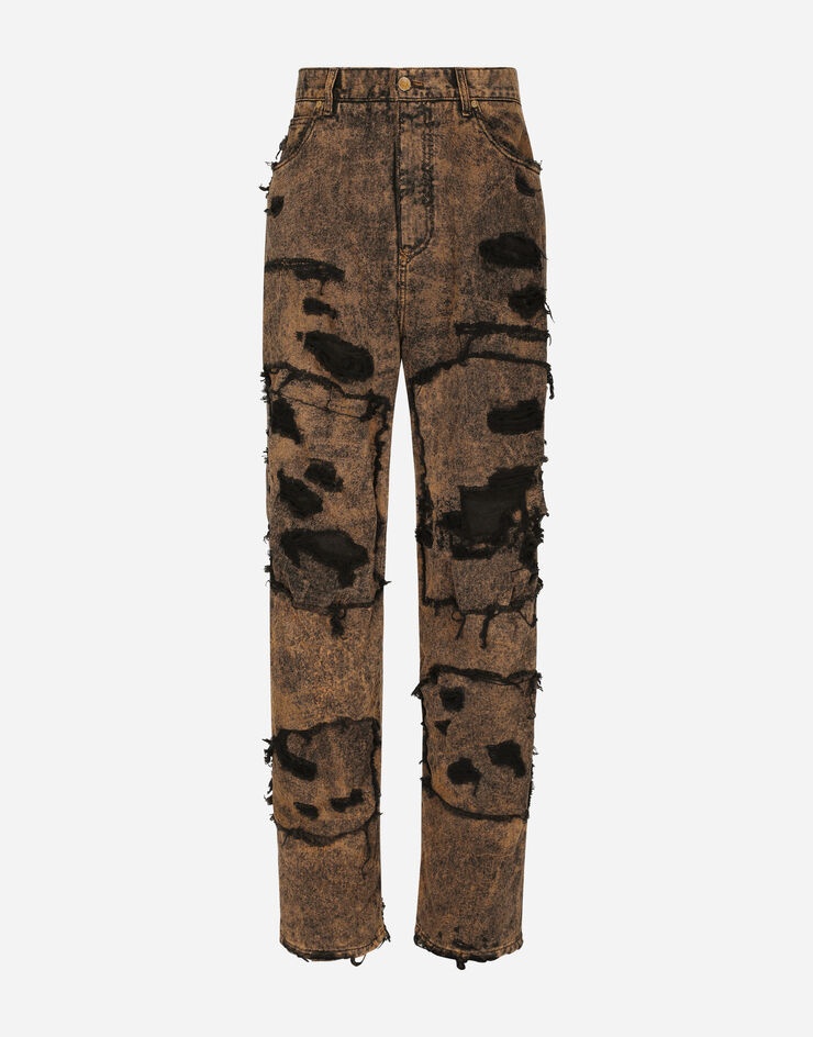 Straight-leg overdyed washed denim jeans - 1