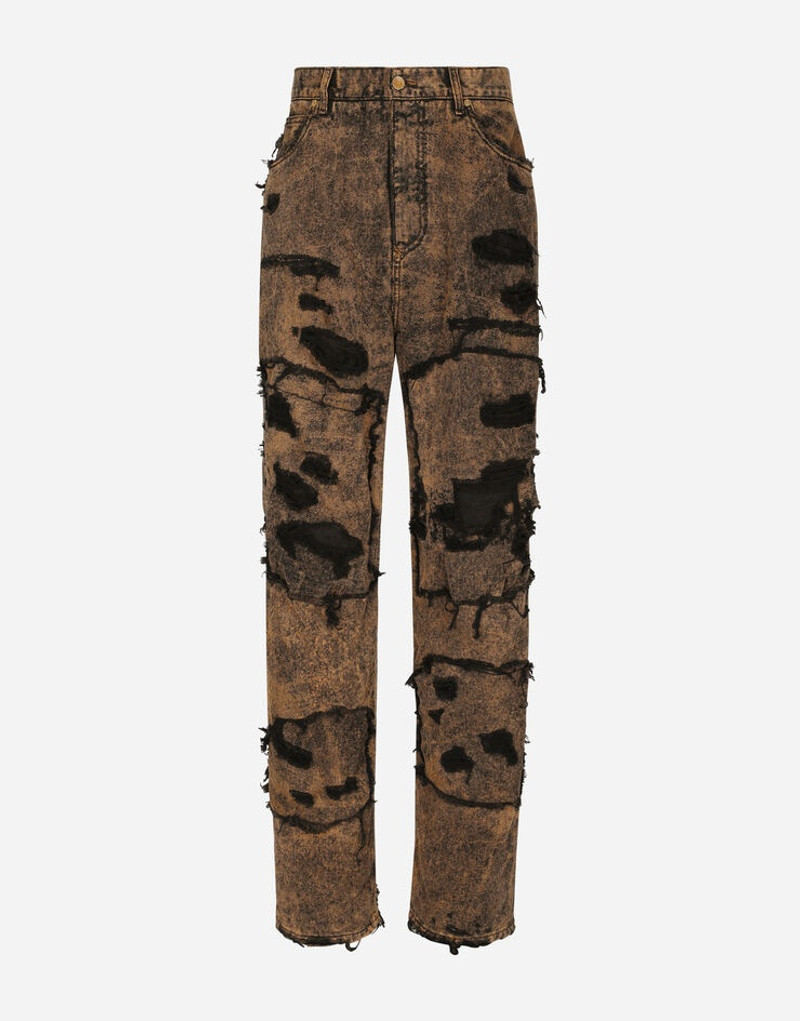 Straight-leg overdyed washed denim jeans 1