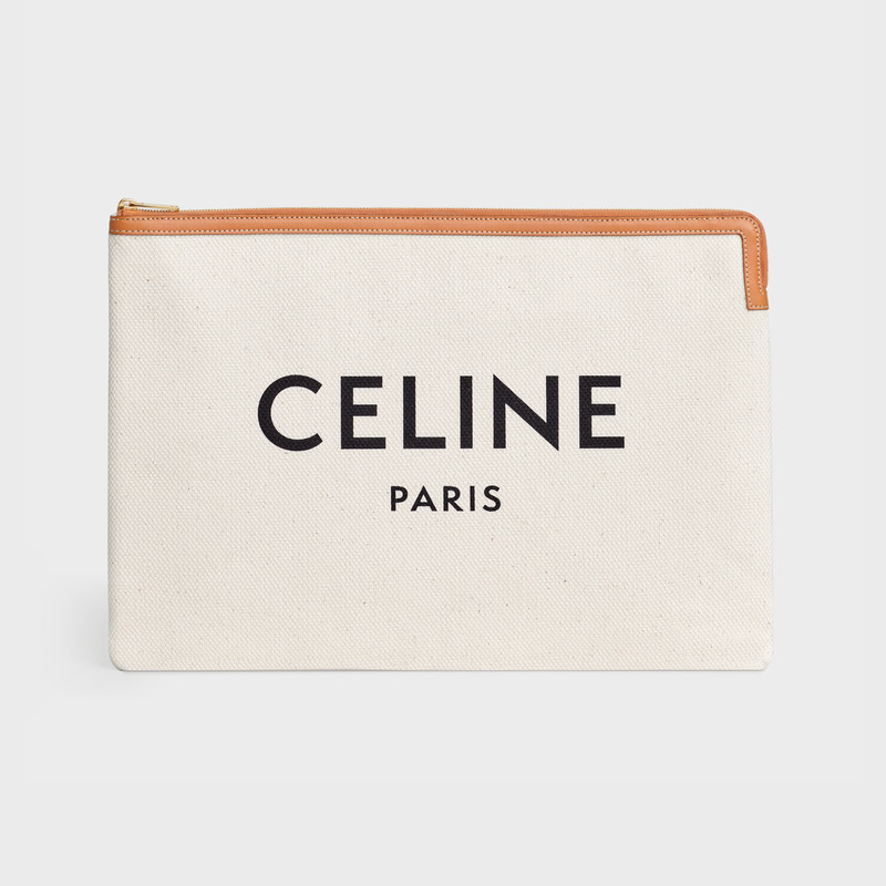 LARGE POUCH  IN  COTTON WITH CELINE PRINT AND CALFSKIN 1