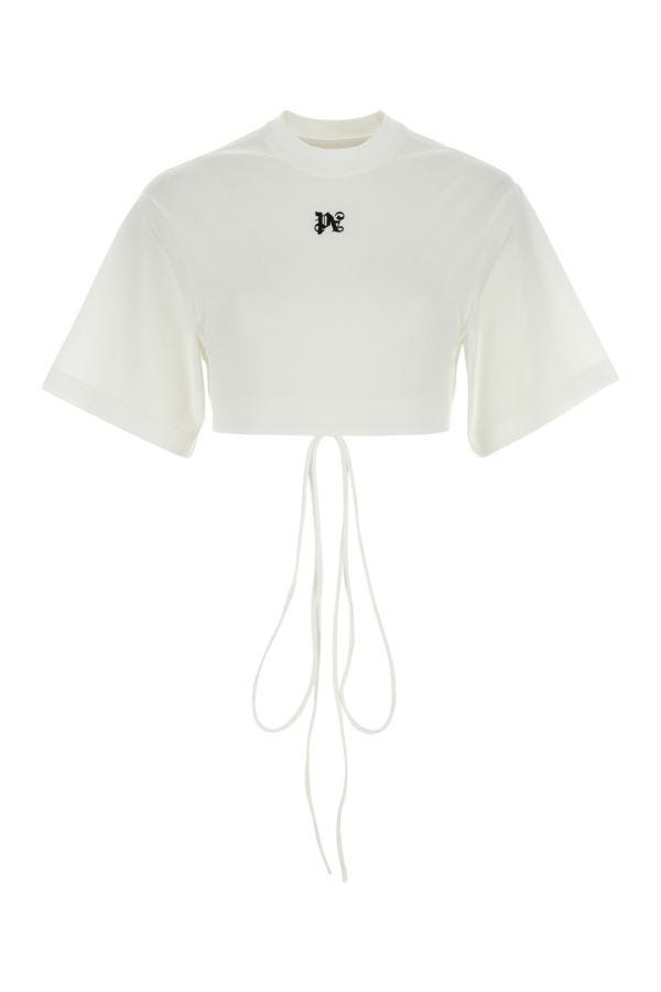 Palm Angels Woman White Cotton T-Shirt - 1