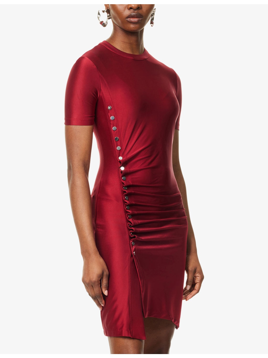 Draped Stud Stretch-Jersey Mini Dress - 3