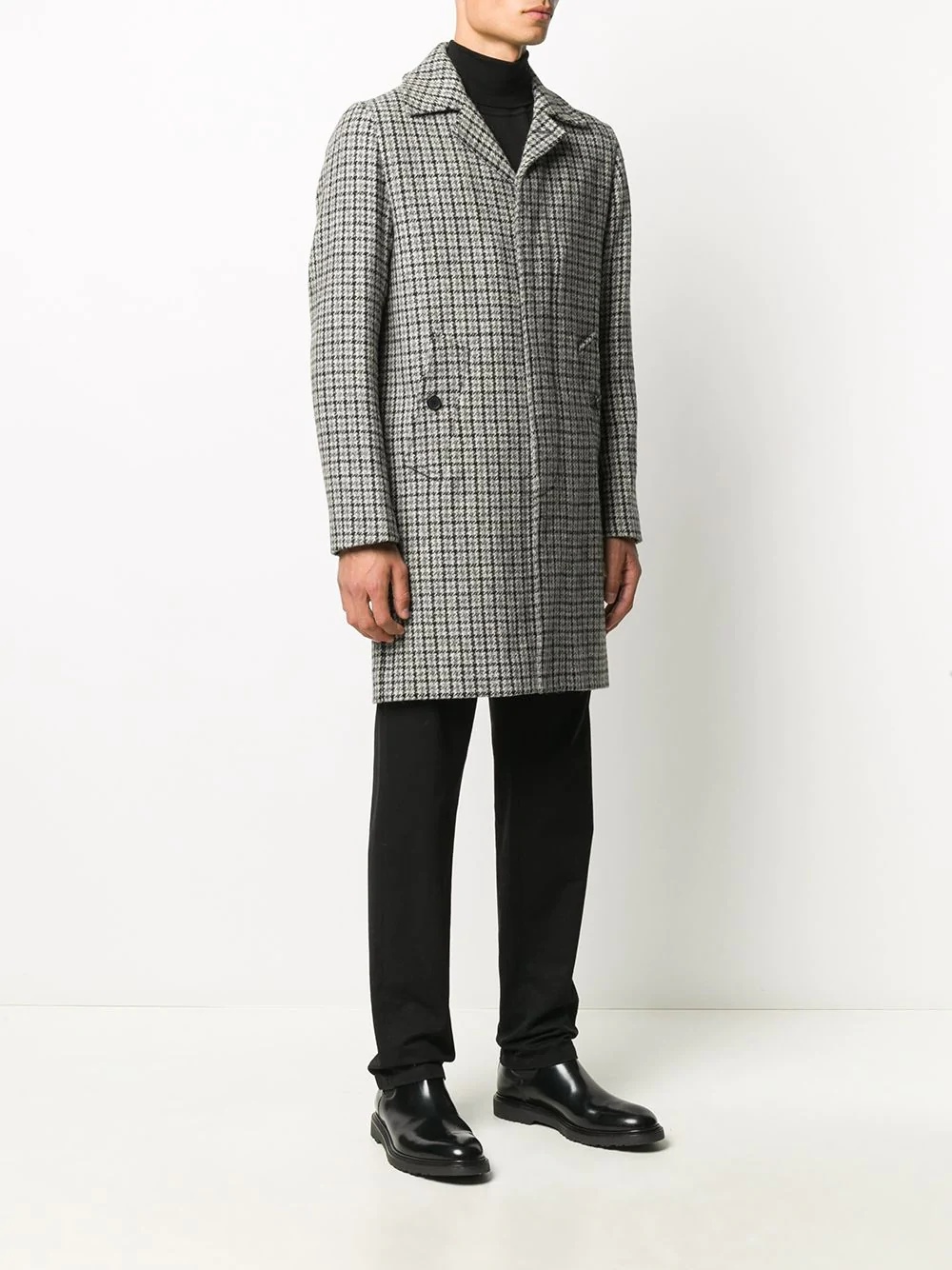 houndstooth single-breasted coat - 3