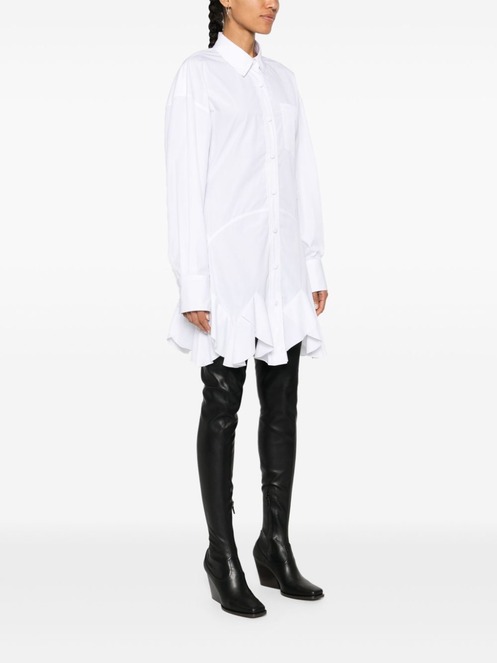 logo-embroidered poplin mini dress - 3