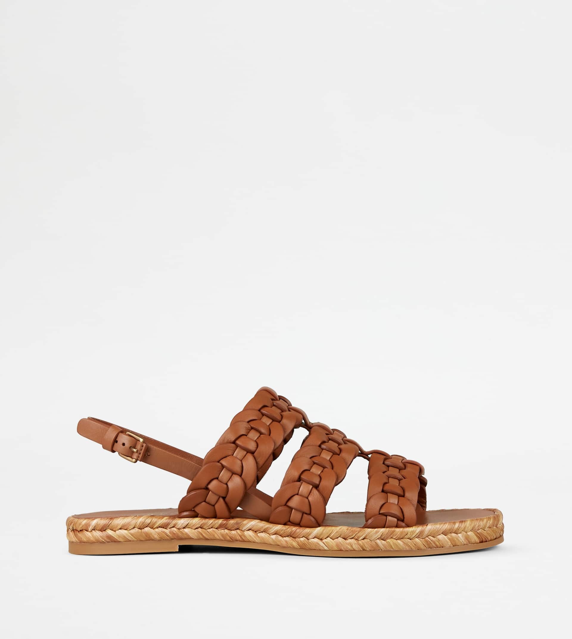 SANDALS IN LEATHER - BROWN - 1
