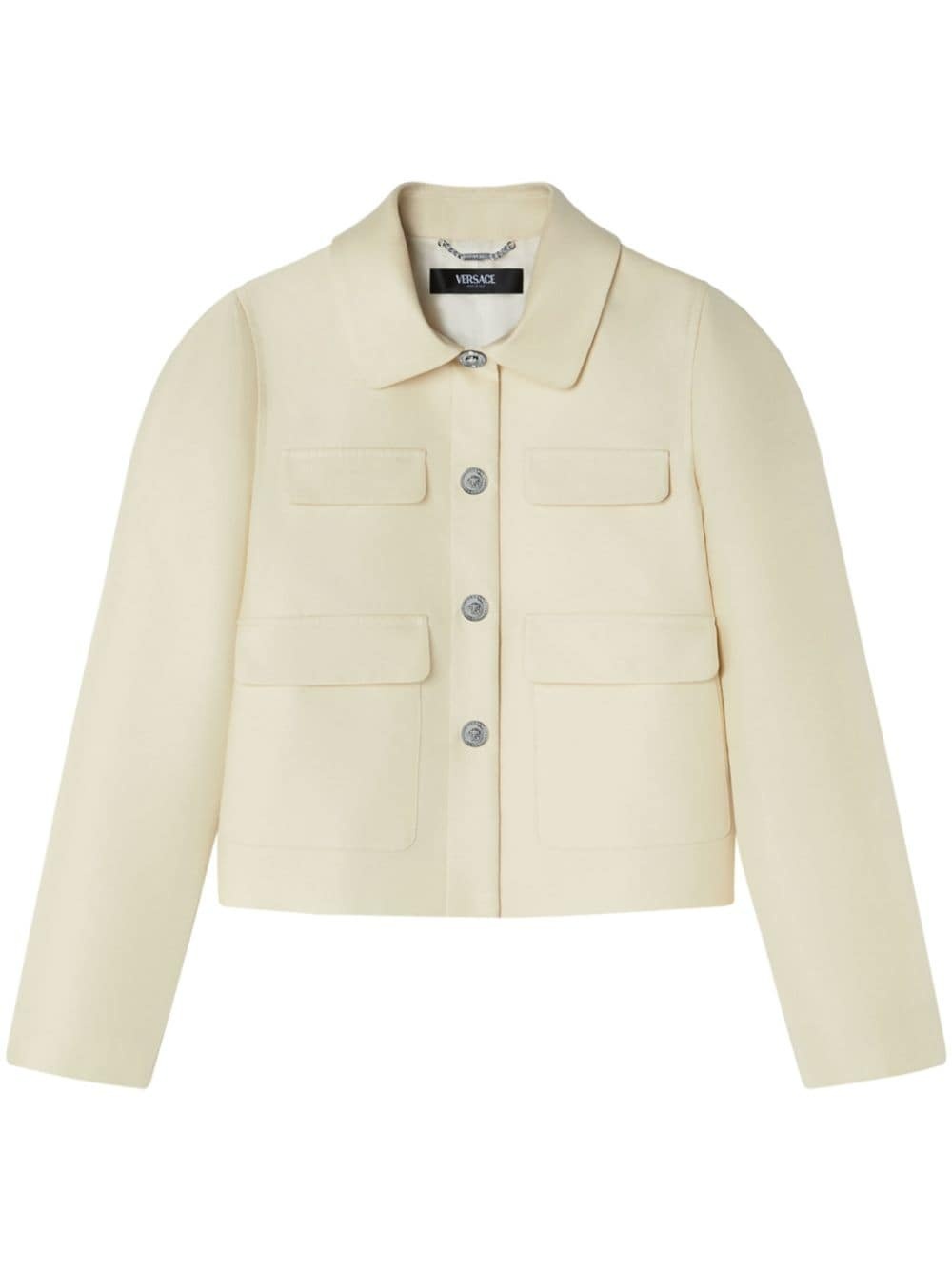 silk-blend cropped jacket - 1